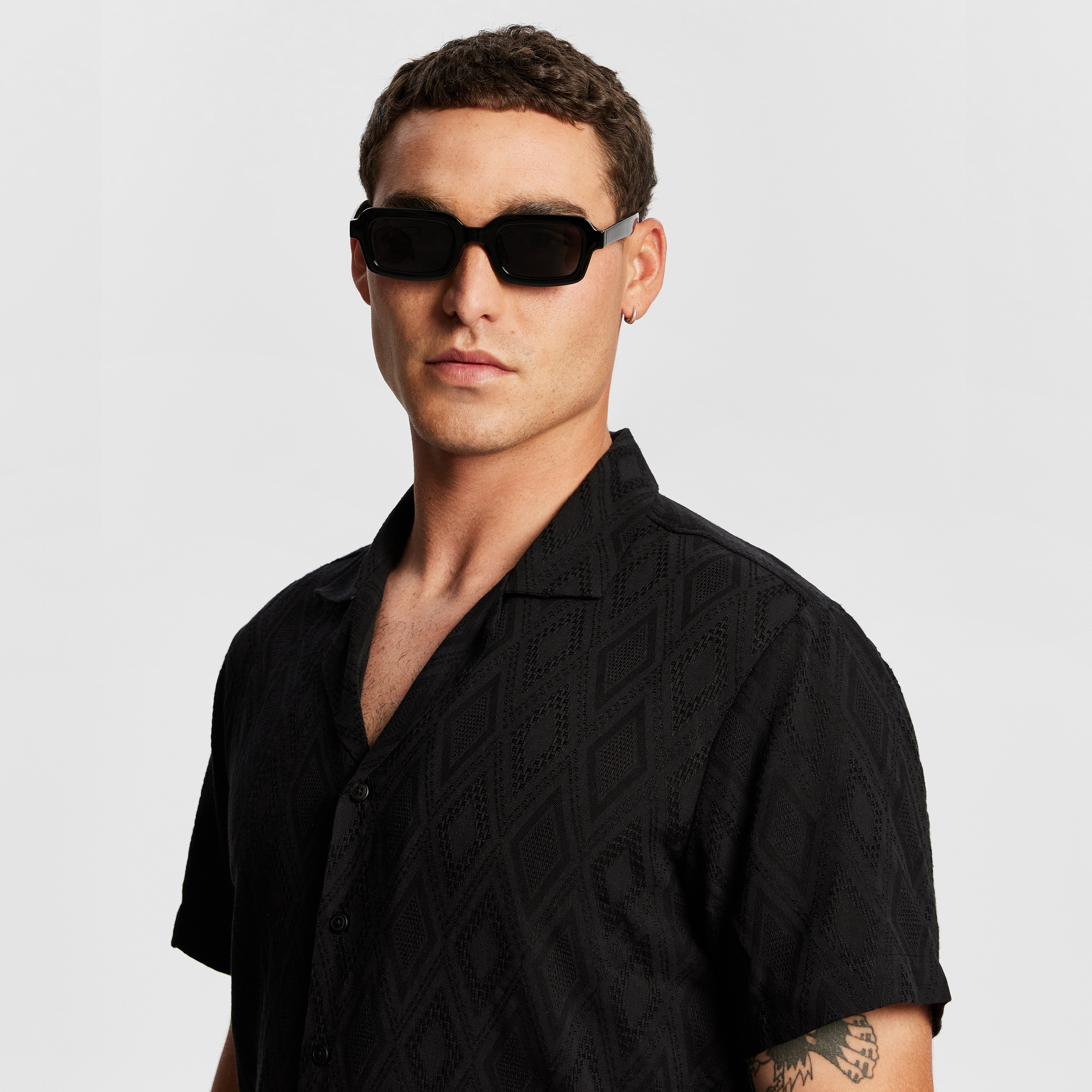 Man With Mens Rectangle Glasses Rectangular Sunglasses For Men