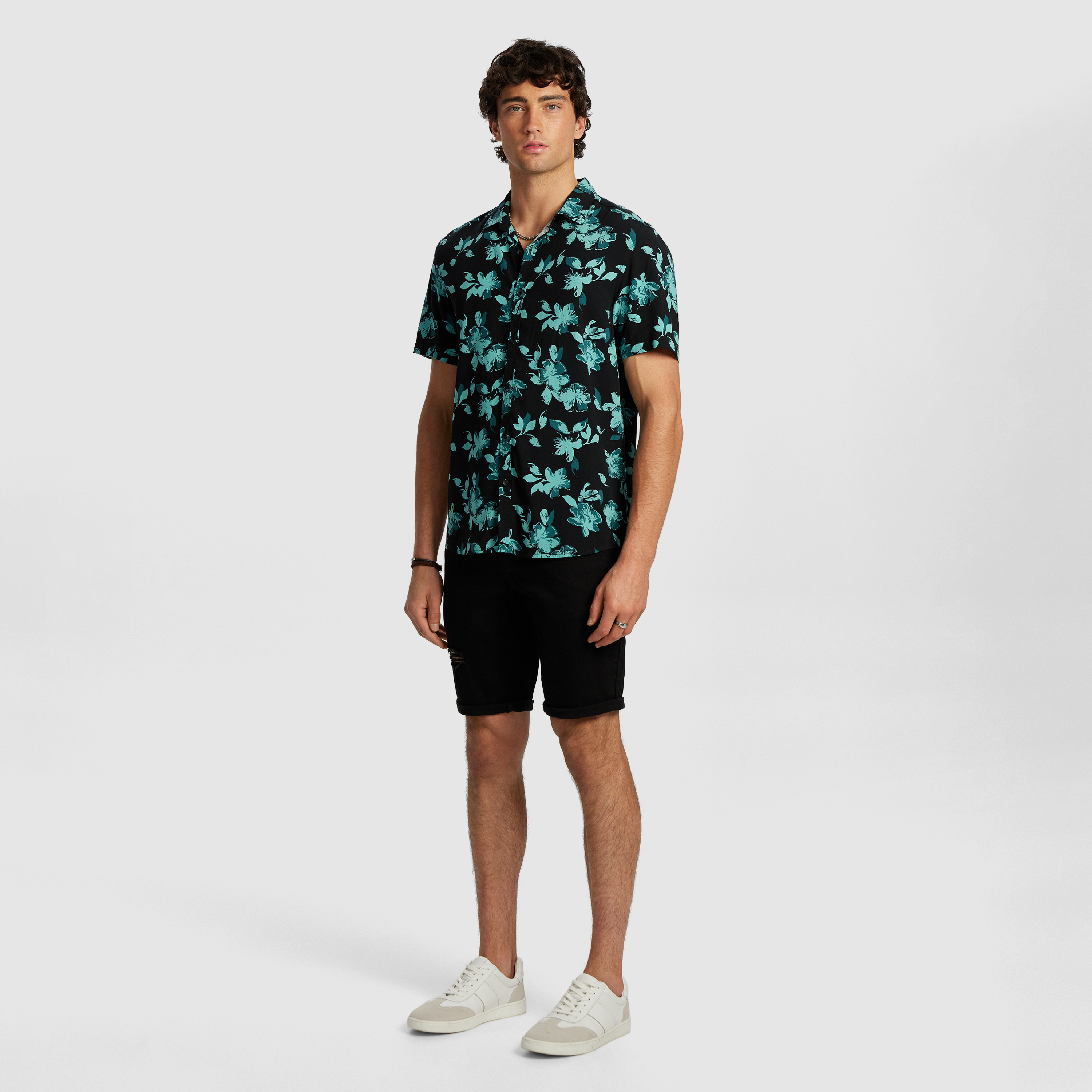 Black Christos Ripped Denim Short