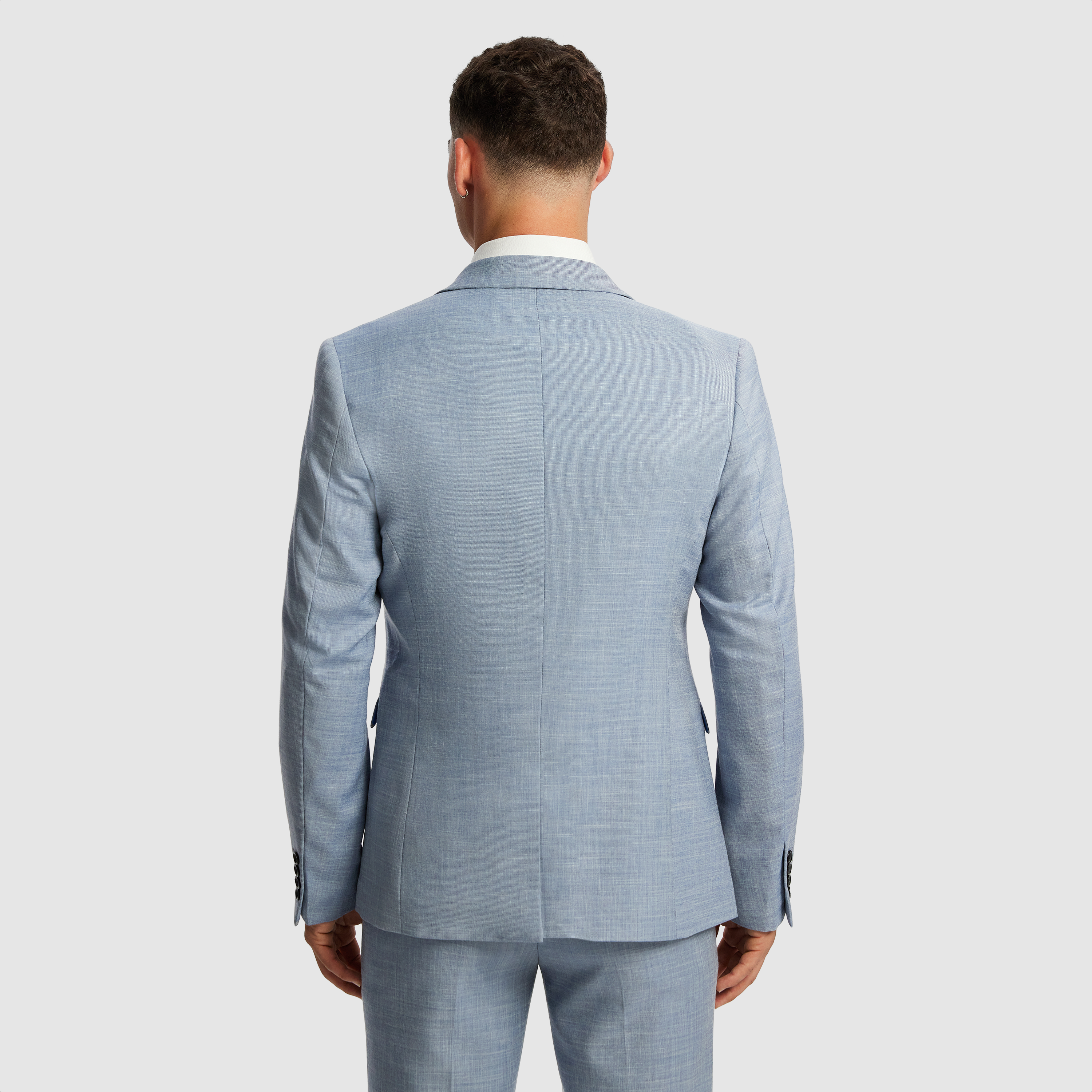 Blue Jaxon Textured Stretch Slim Fit Suit Jacket