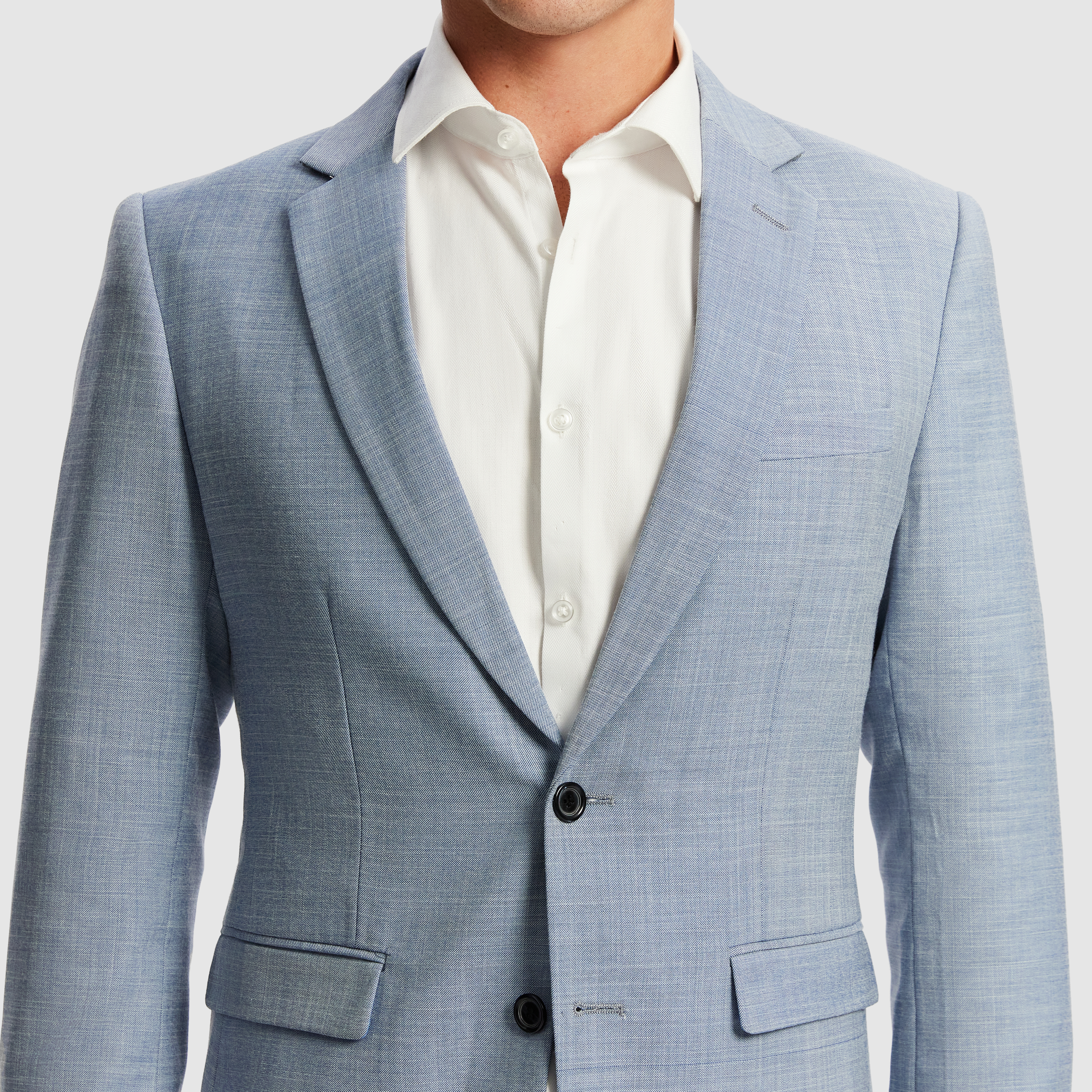 Blue Jaxon Textured Stretch Slim Fit Suit Jacket