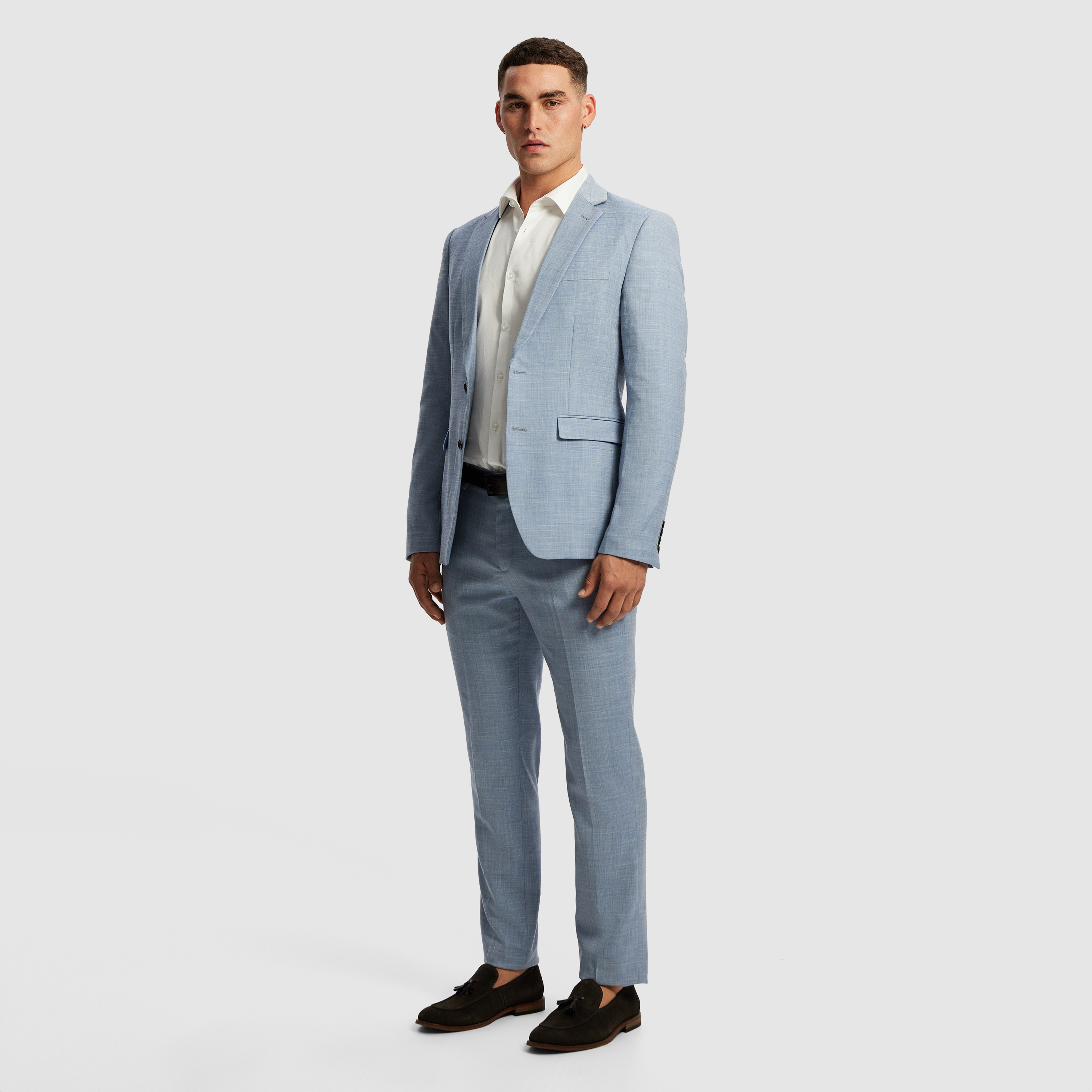Blue Jaxon Textured Stretch Slim Fit Suit Jacket