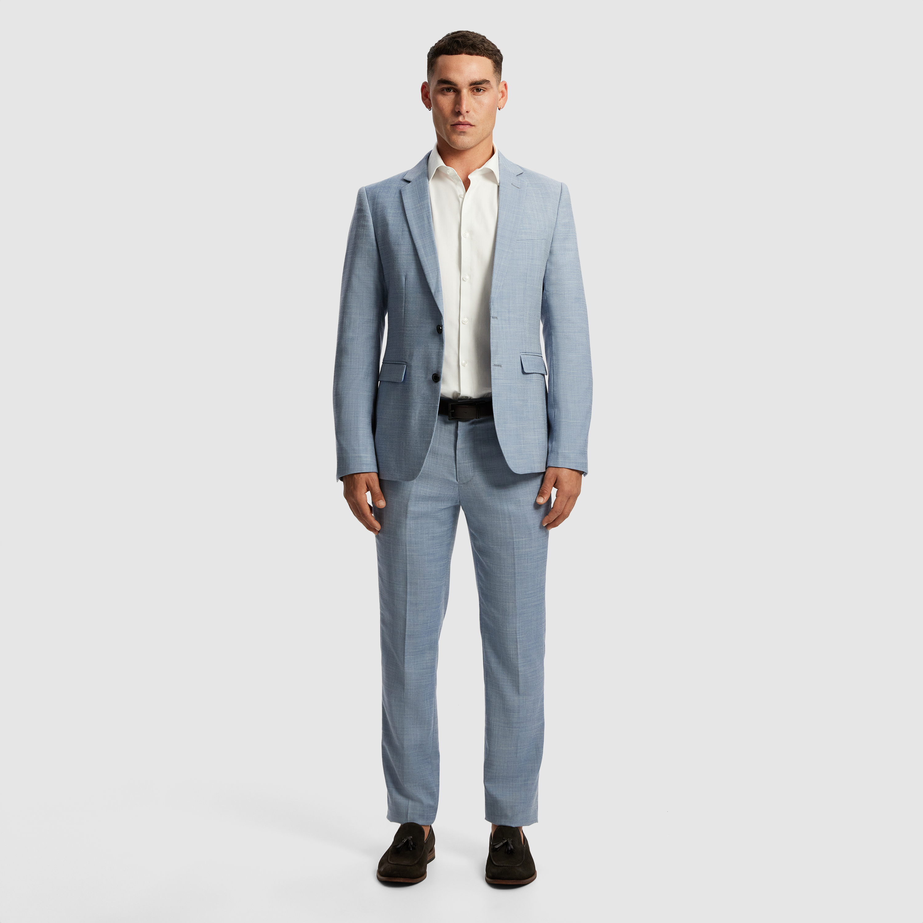 Blue Jaxon Textured Stretch Slim Fit Suit Jacket