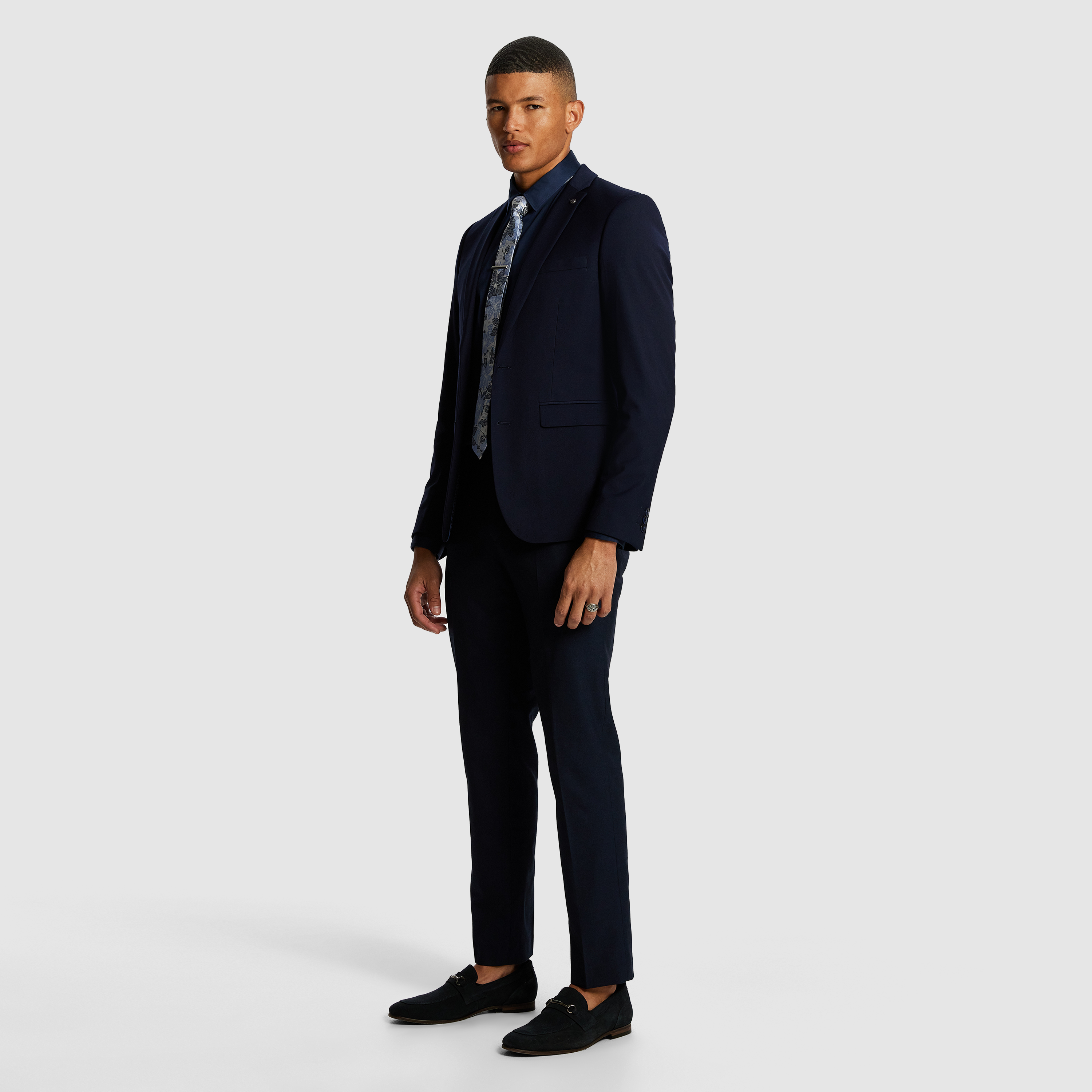 Dark Blue Invictus Stretch Wool Blend Suit Jacket