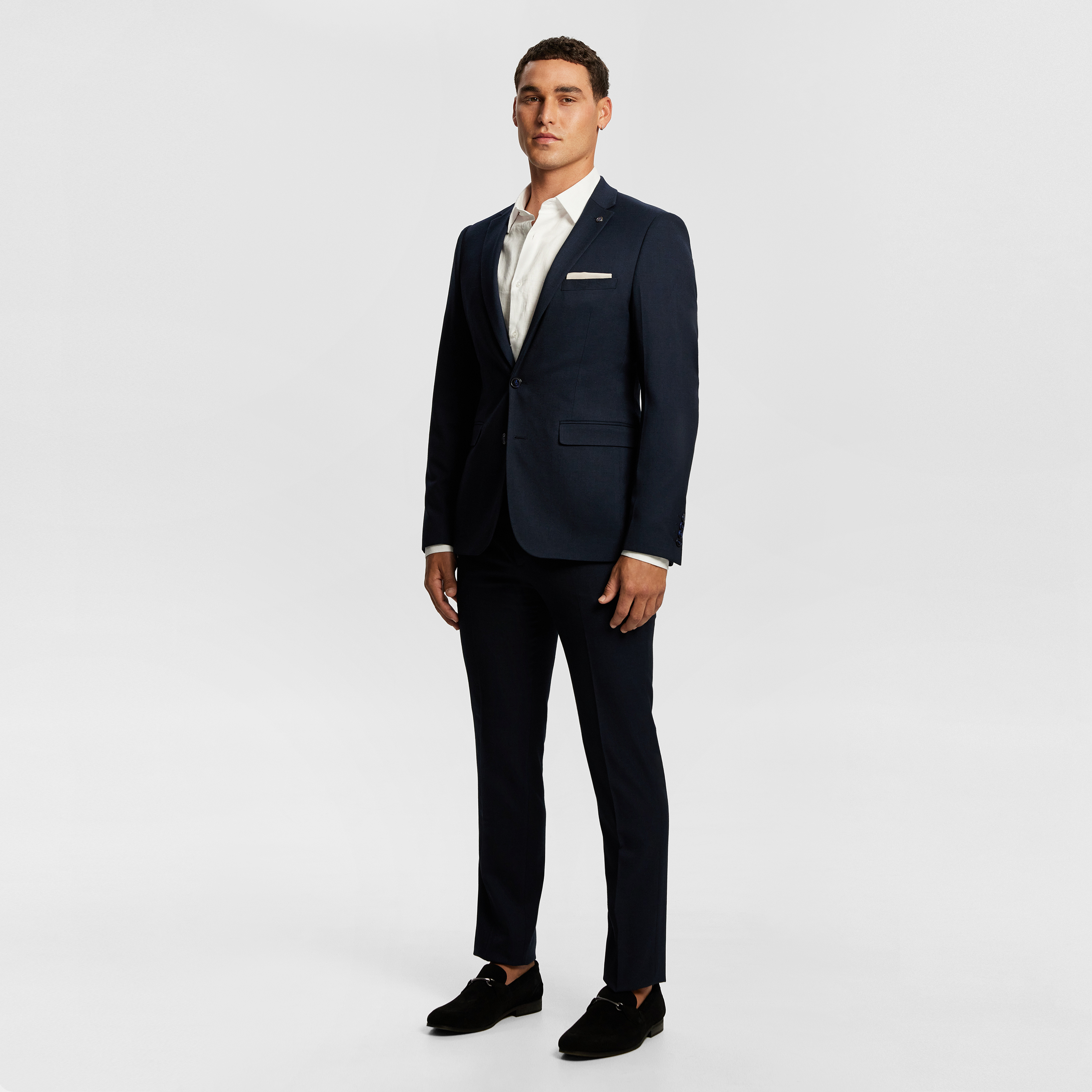 Dark Blue Invictus Stretch Wool Blend Suit Jacket