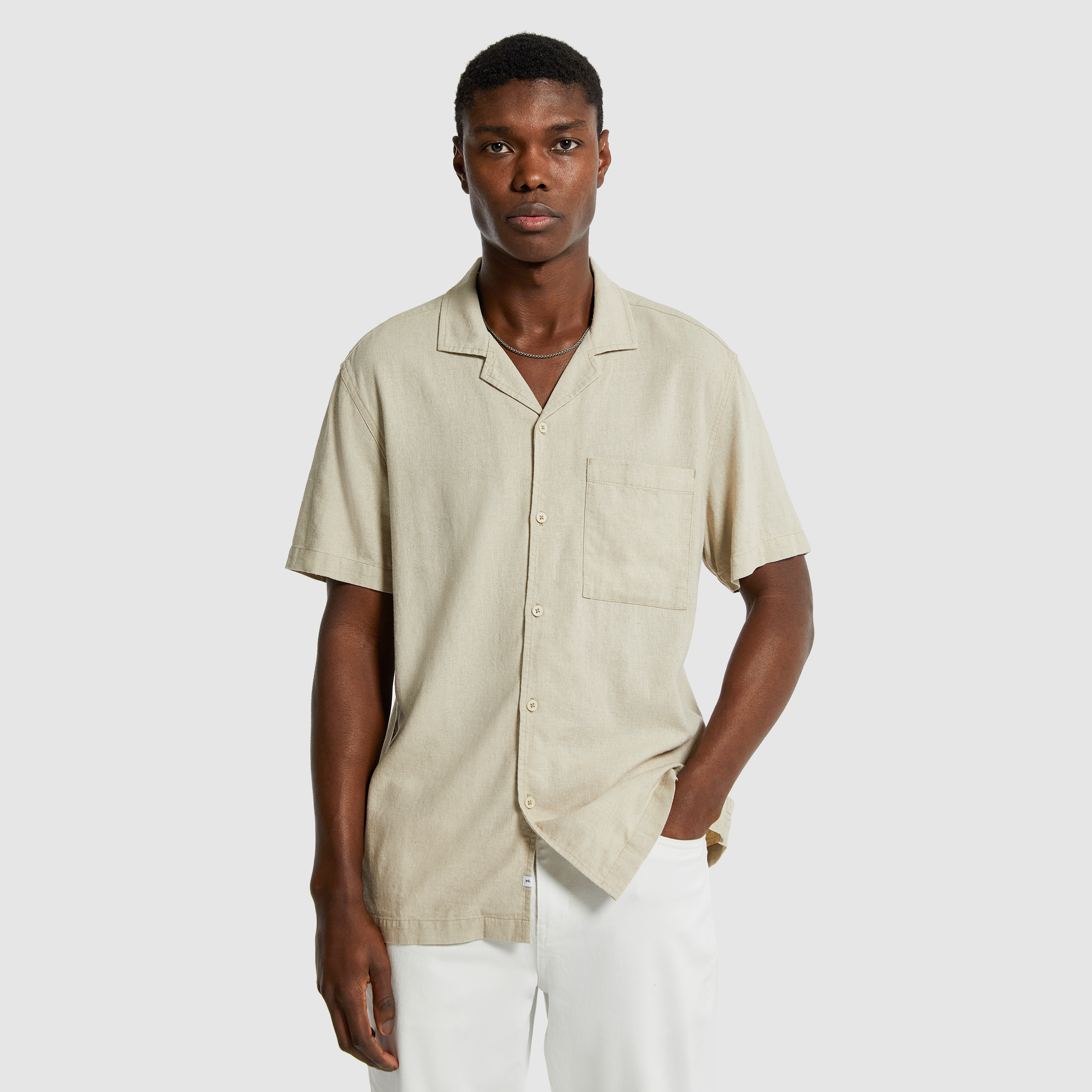 Natural Oval Linen Blend Shirt