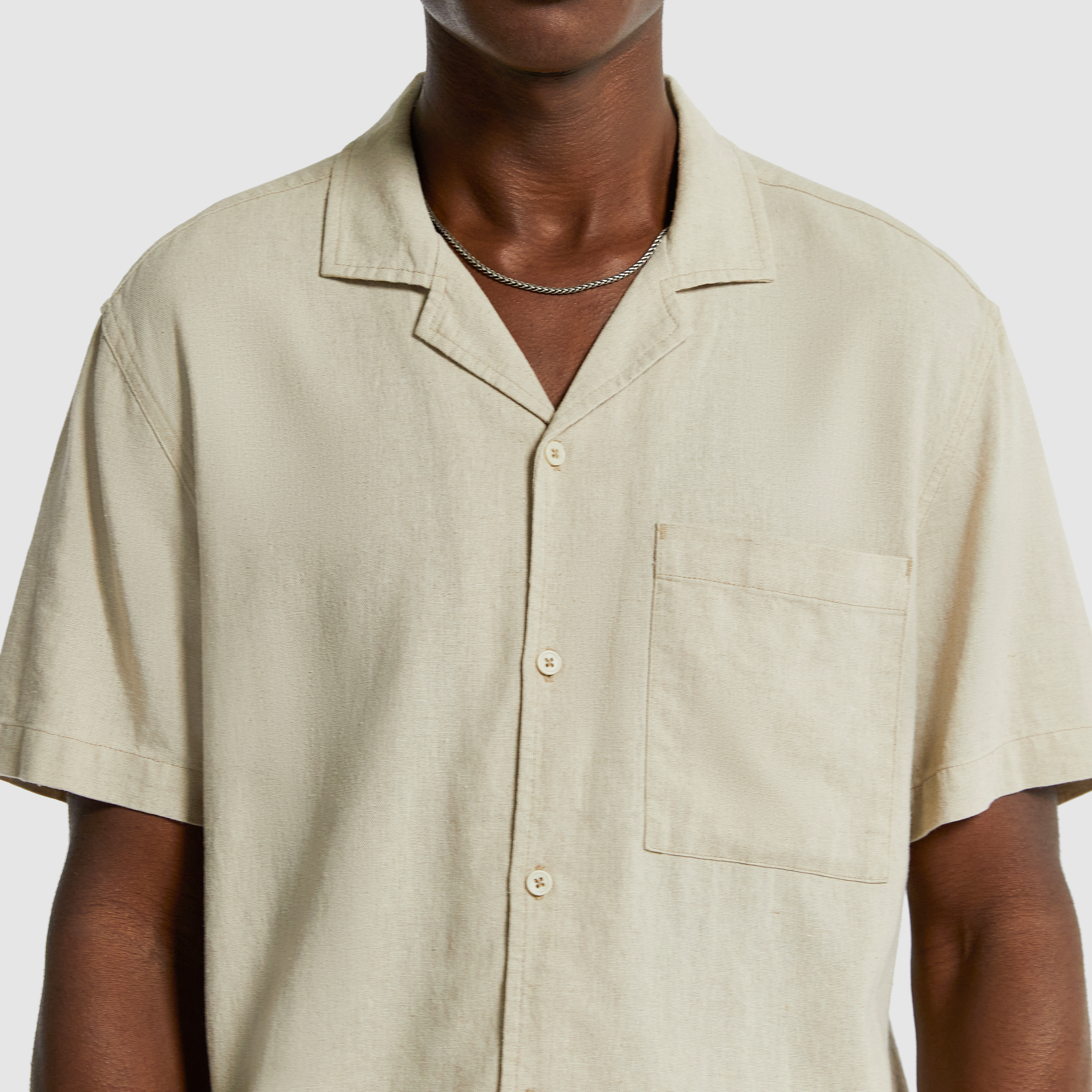 Natural Oval Linen Blend Shirt