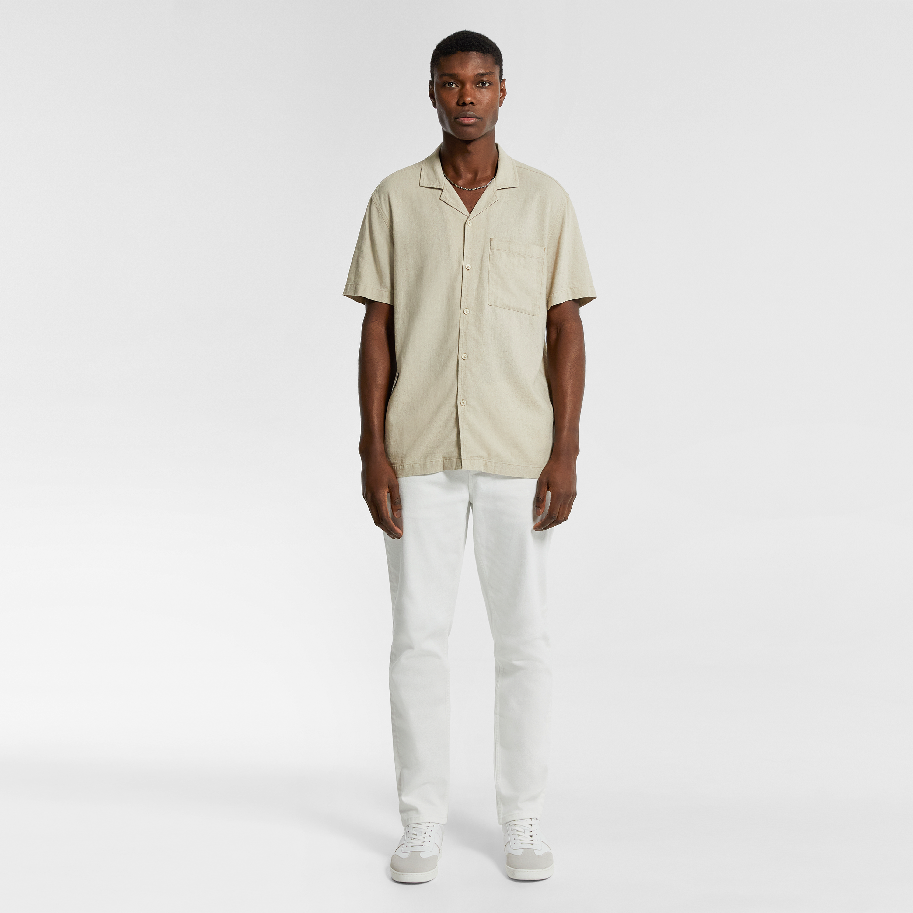 Natural Oval Linen Blend Shirt