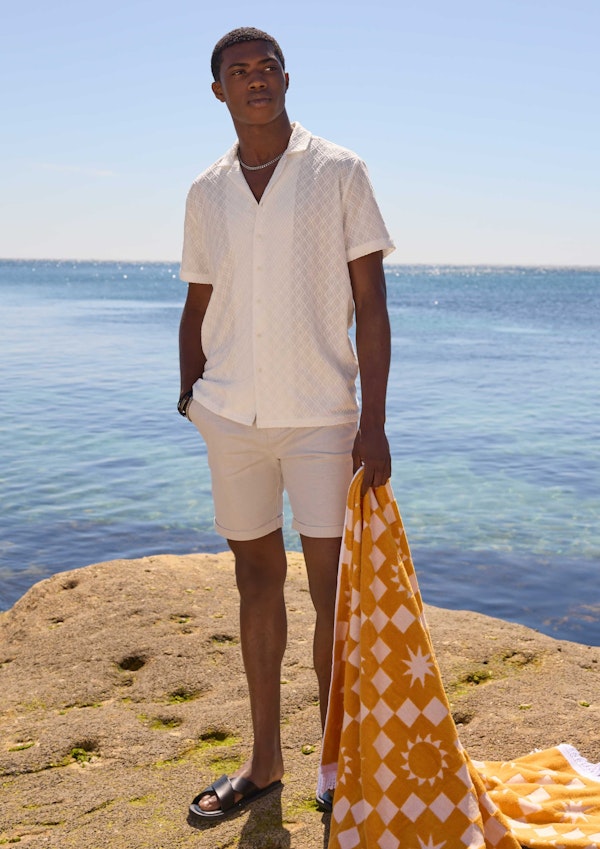 MURDOCK TEXTURED SHIRT PANAMA LINEN SHORT LOOK