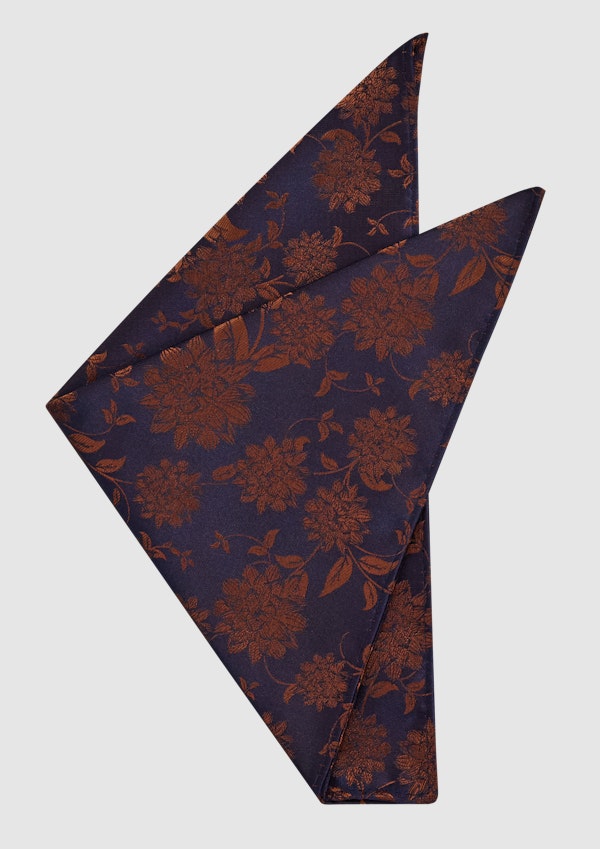 Navy Kythnos Floral Pocket Square