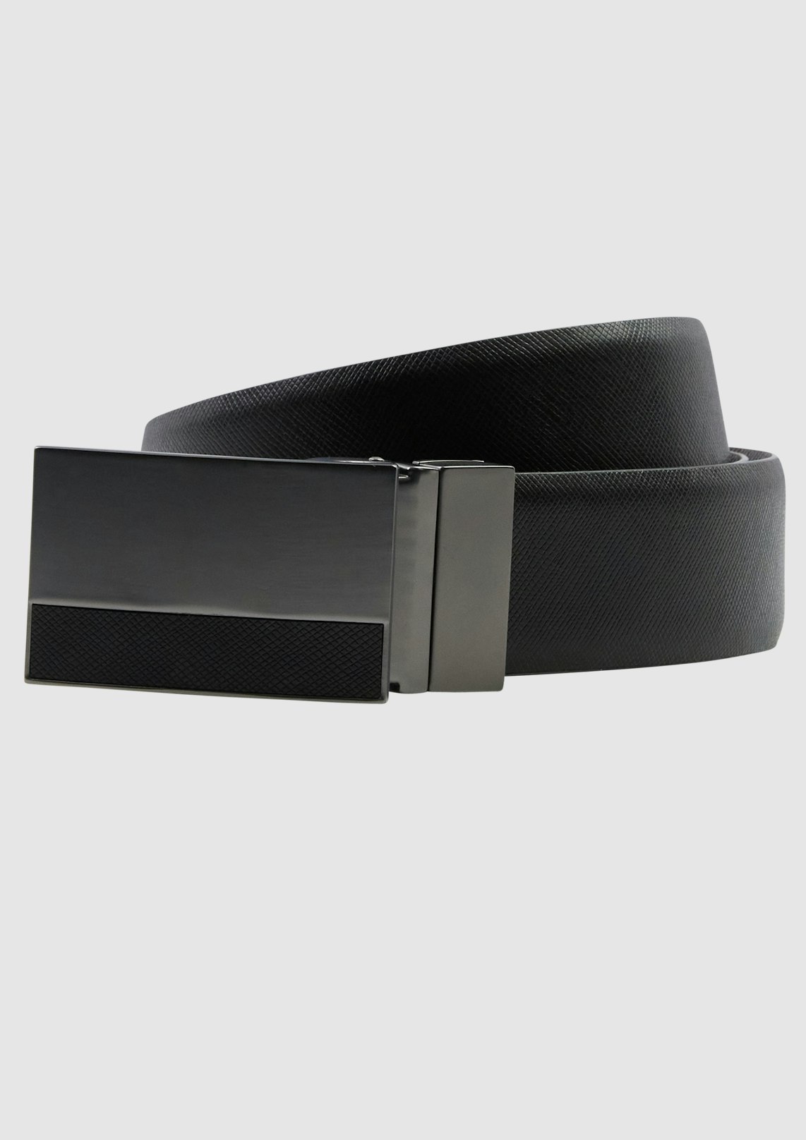 Black Conway Textured Leather Belt