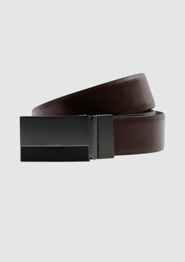 Black Conway Textured Leather Belt