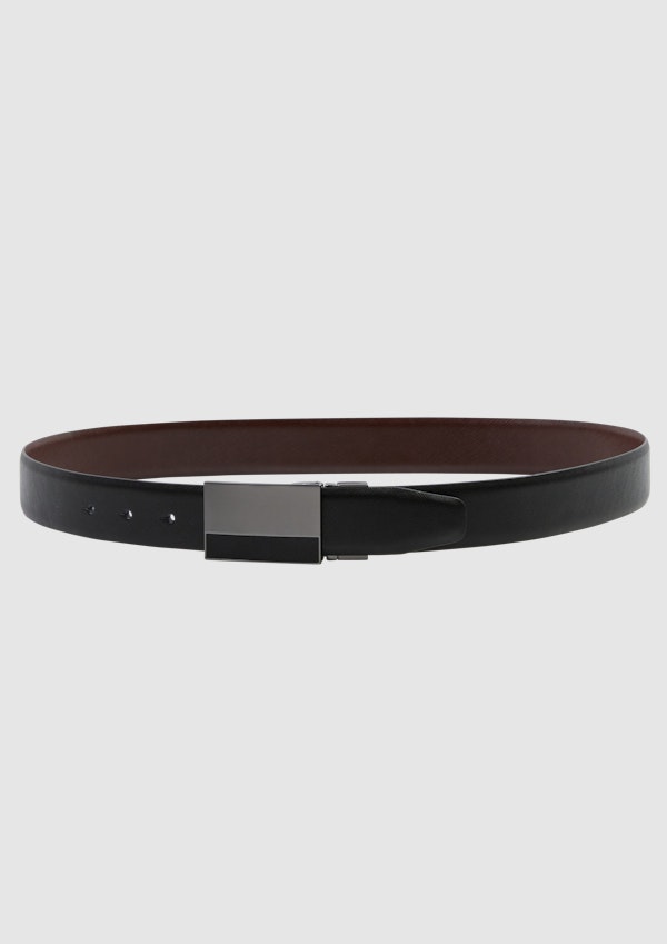 Black Conway Textured Leather Belt