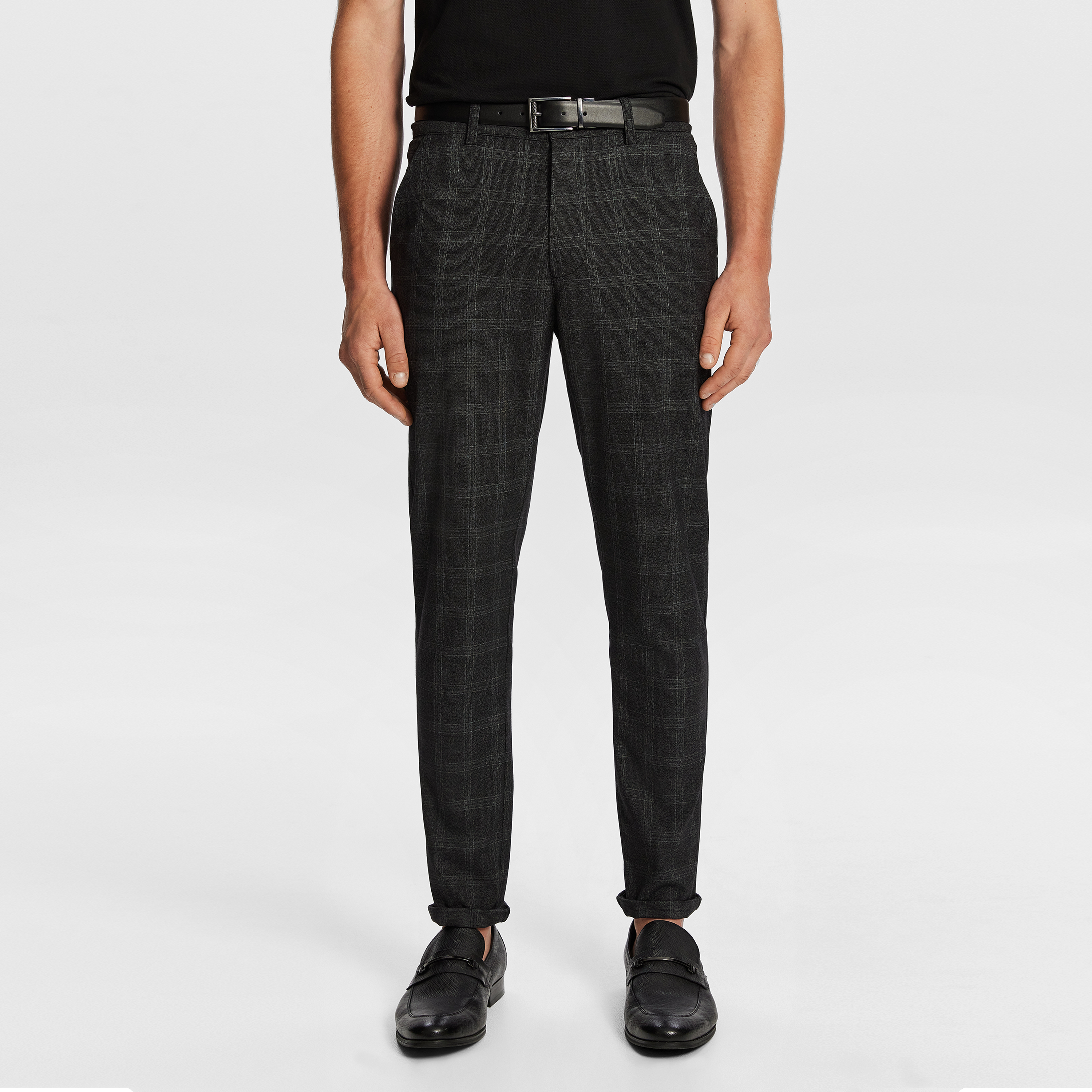 Chino Pants Mens Stretch Skinny Check Trousers GINGTTO Men Slim