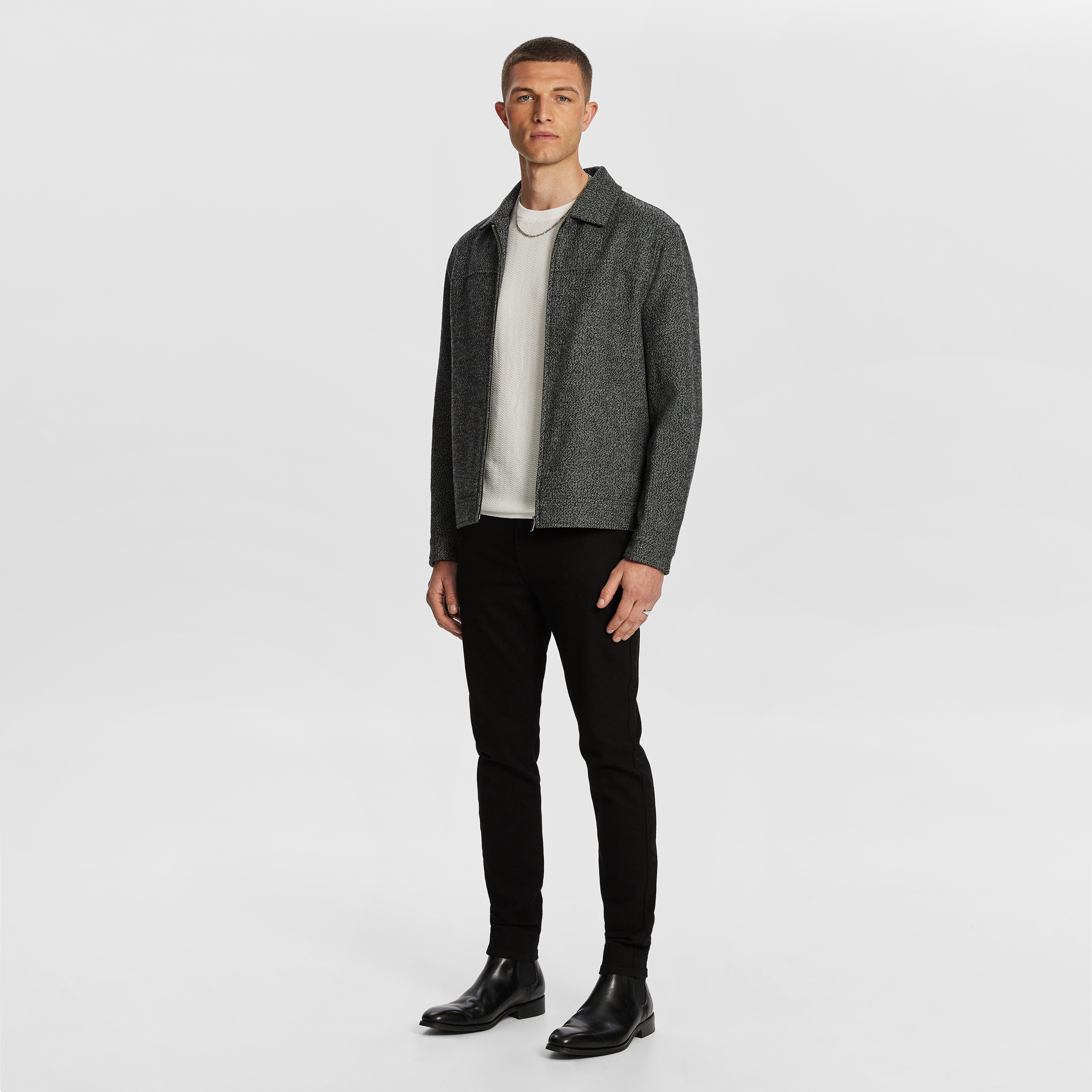 Charcoal Hughes Wool Blend Jacket