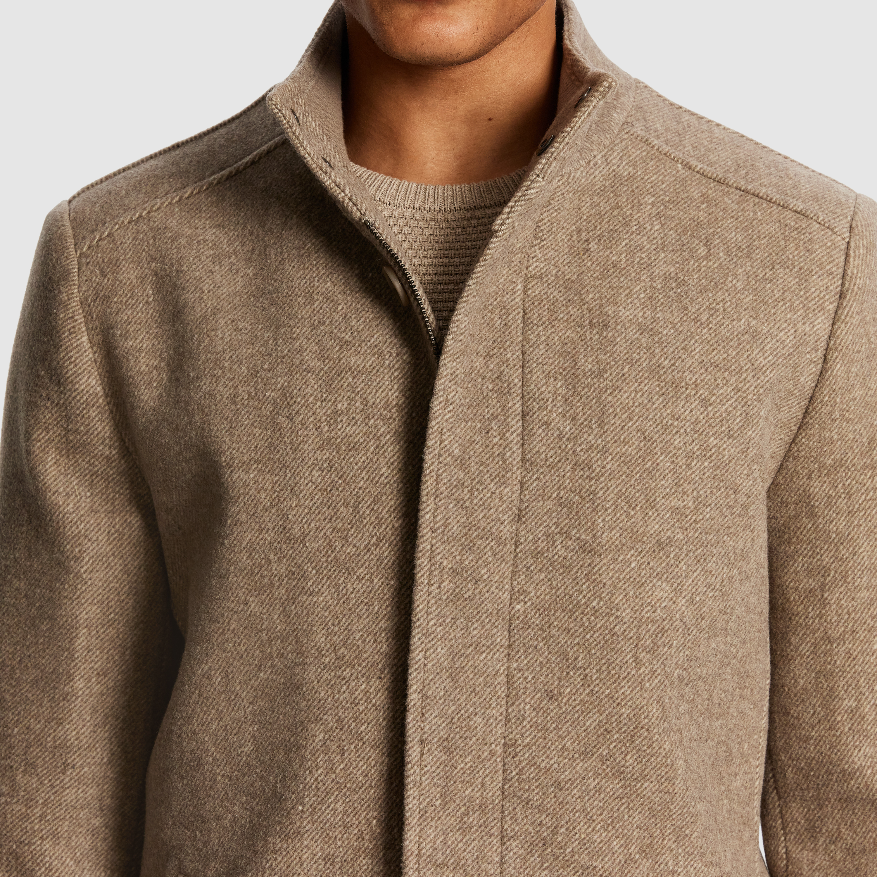 Natural Tribeca Wool Blend Melton Coat