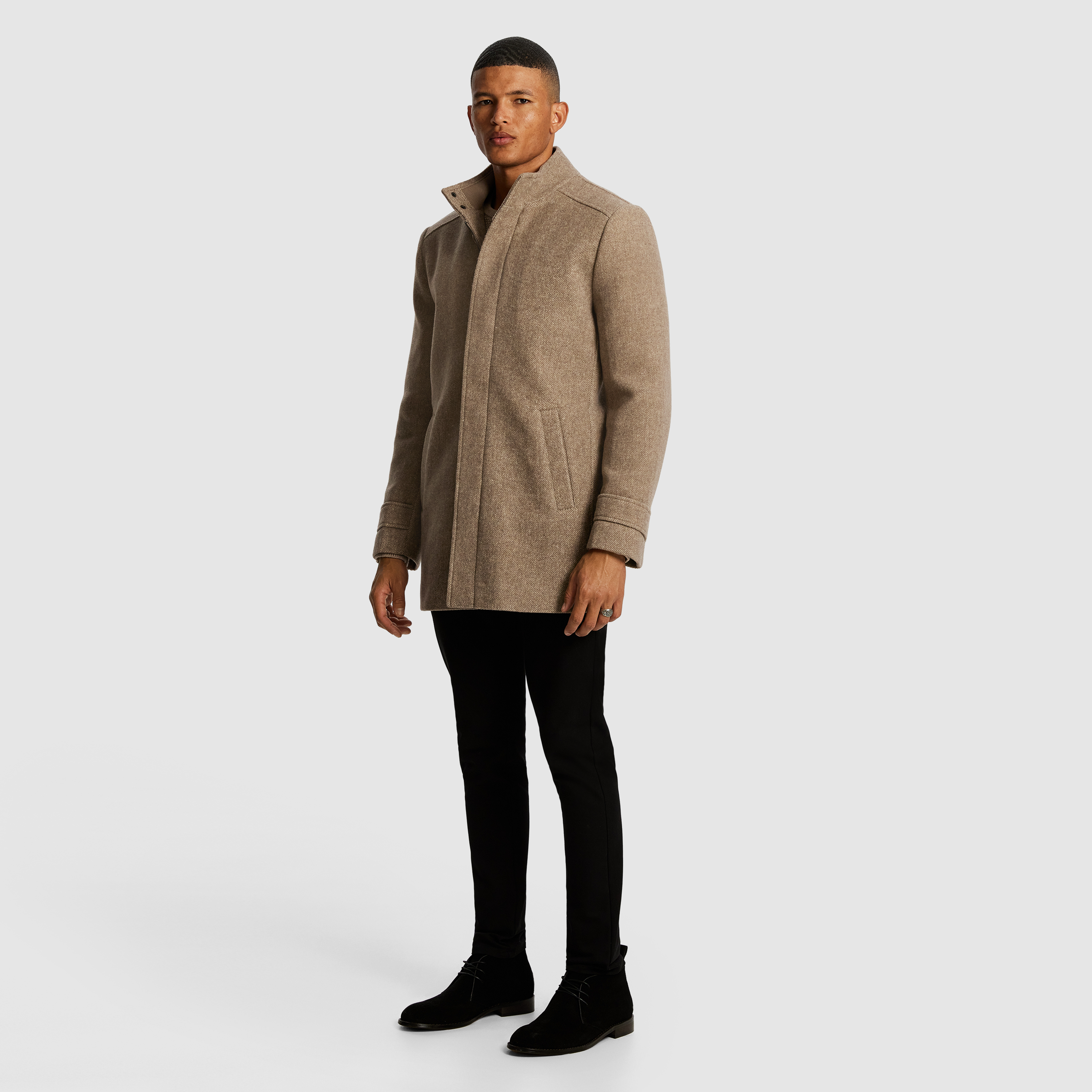 Natural Tribeca Wool Blend Melton Coat