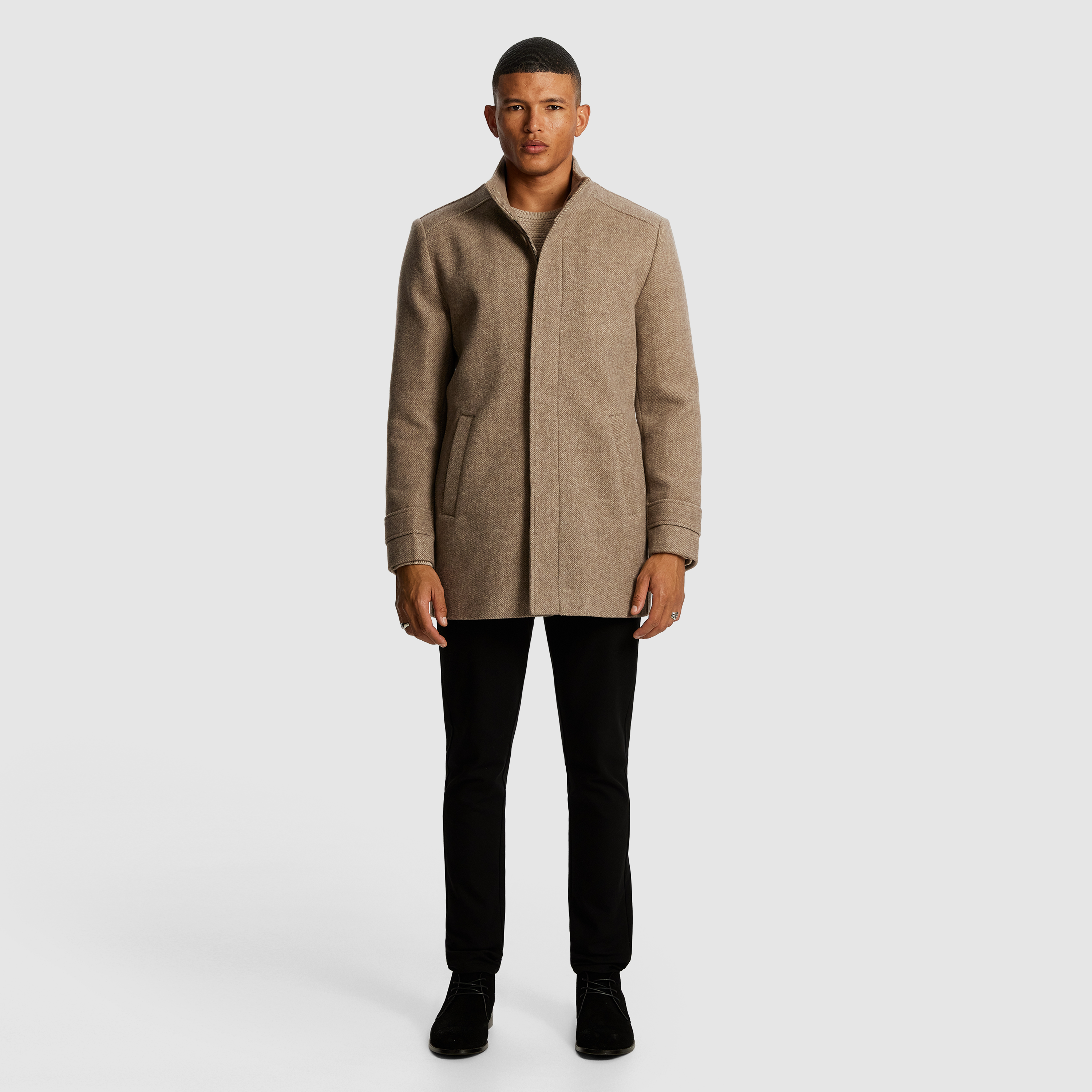 Natural Tribeca Wool Blend Melton Coat