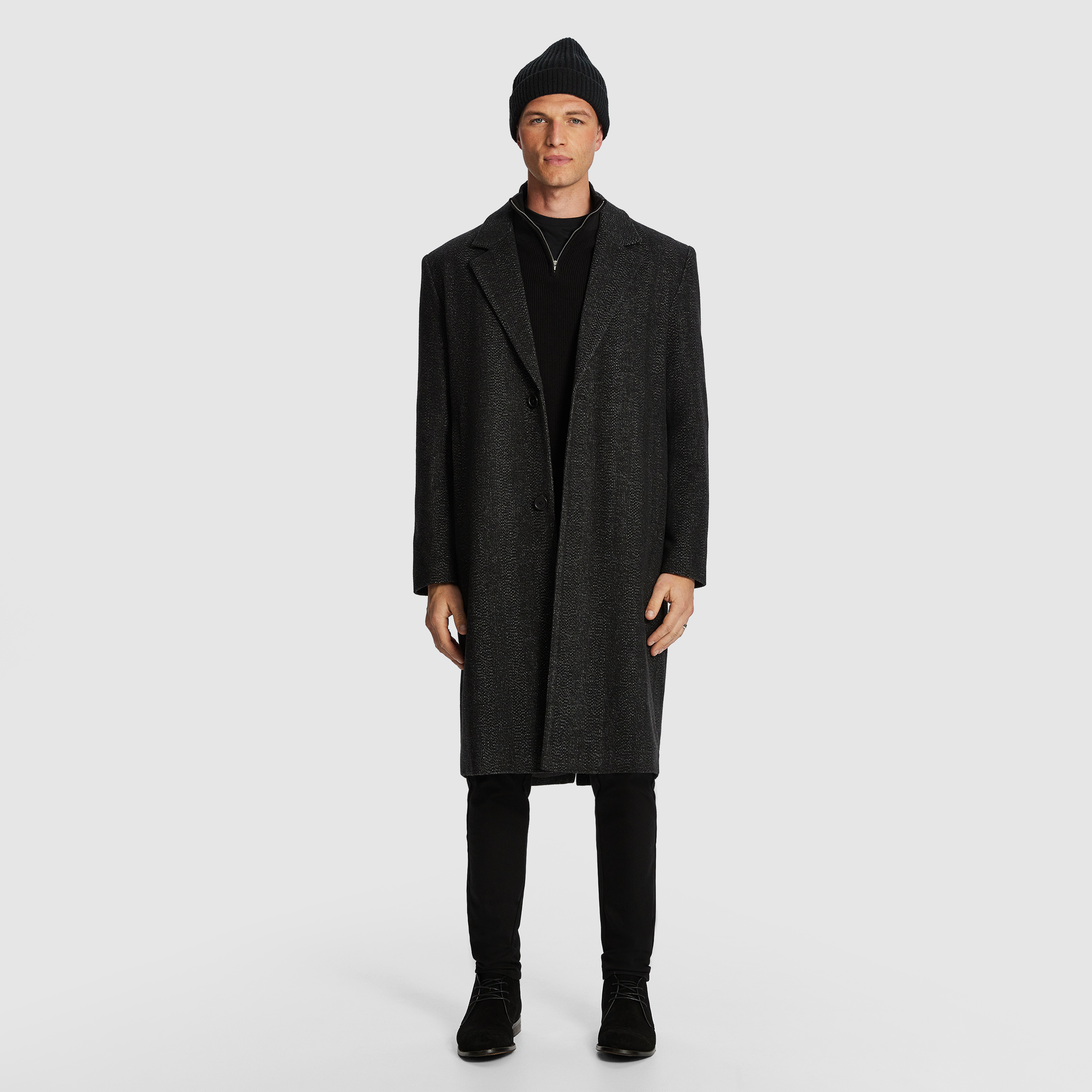 Charcoal Saint Oversized Textured Duster Coat