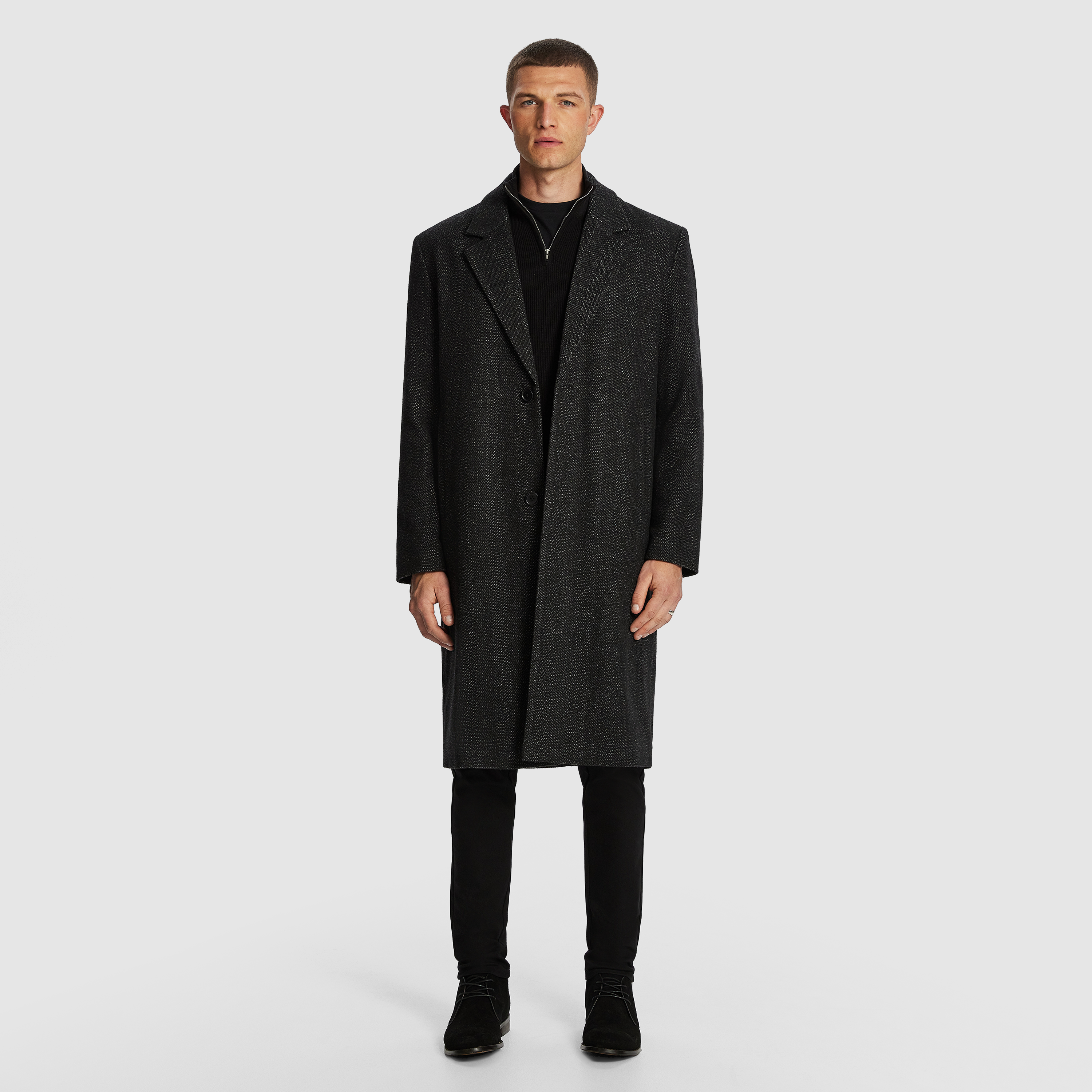 Charcoal Saint Oversized Textured Duster Coat