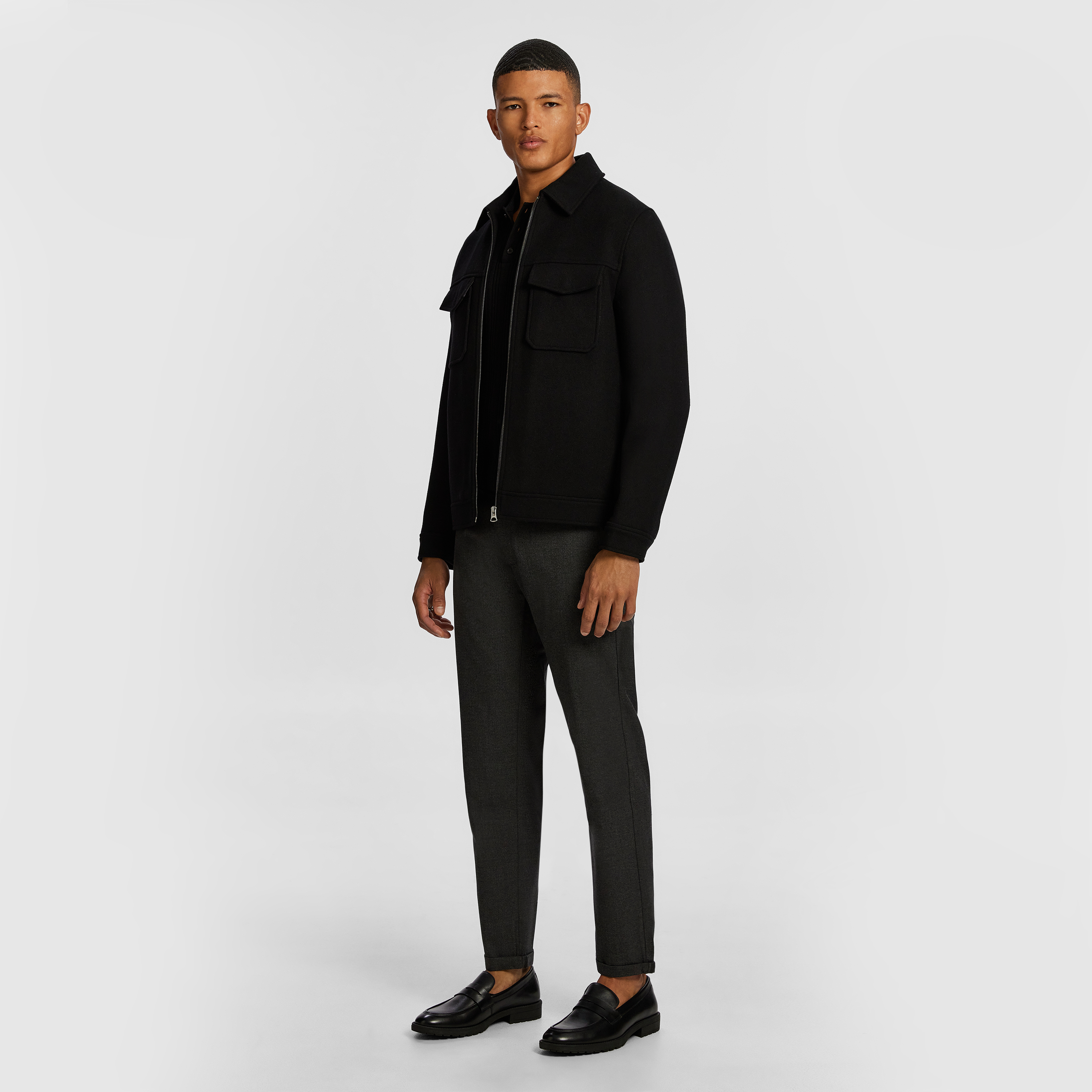 Black Luciano Premium Wool Blend Dress Jacket