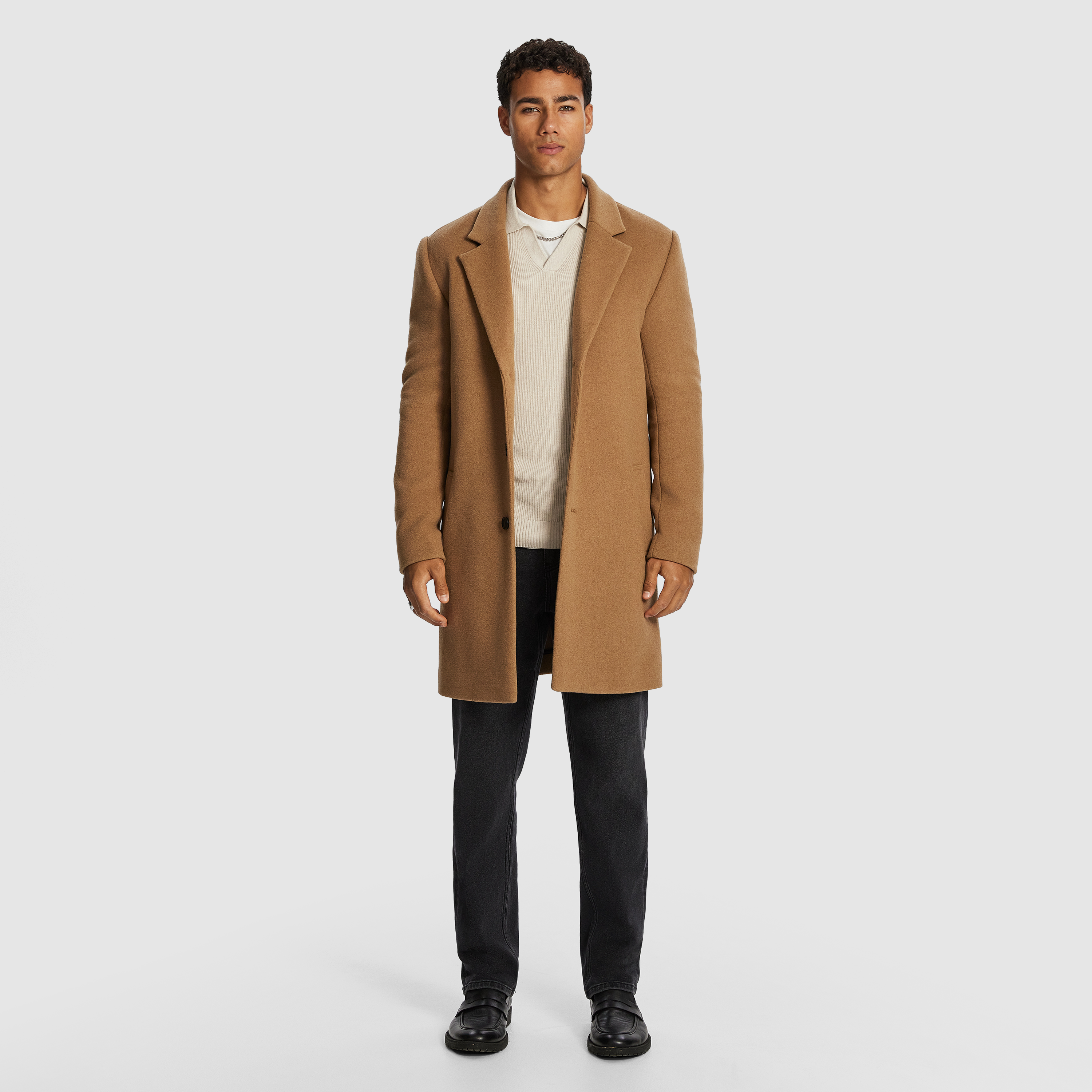 Caramel Alaskan Un Lined Wool Blend Duster Coat