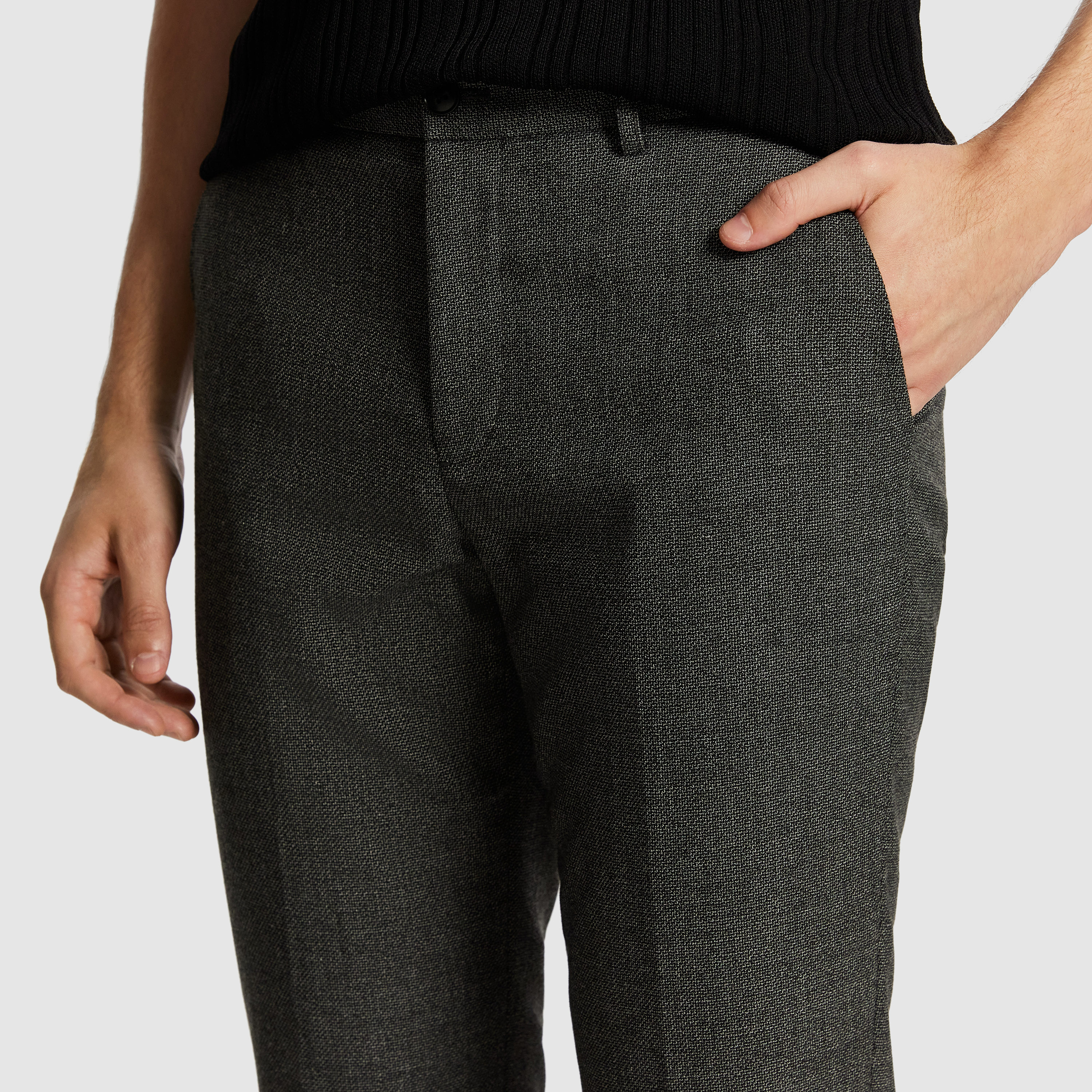 Charcoal Chapman Textured Stretch Slim Dress Pants