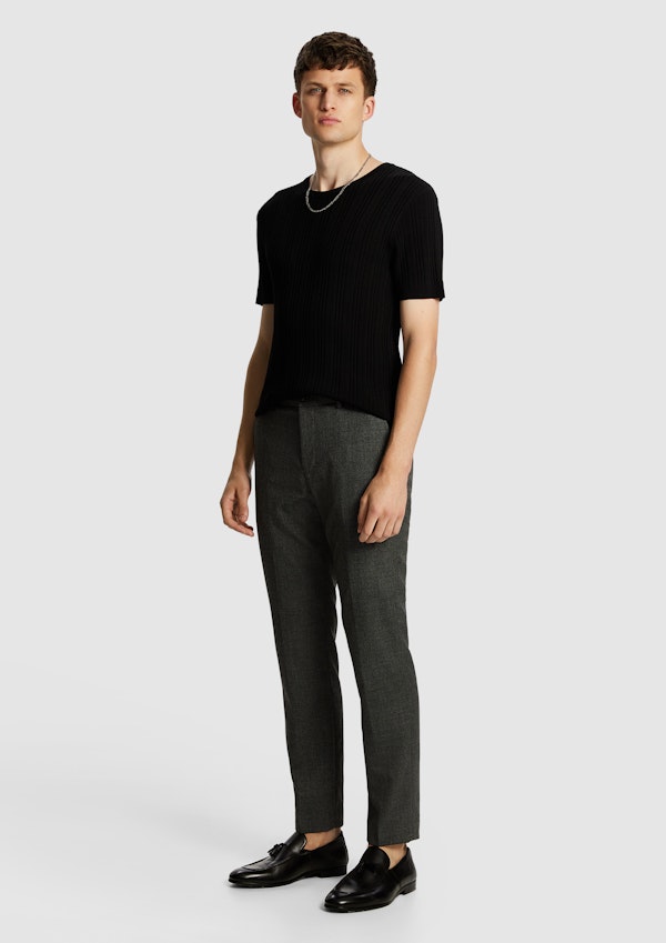 Charcoal Chapman Textured Stretch Slim Dress Pants