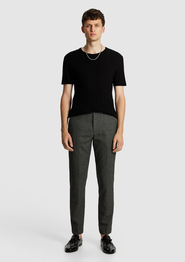Charcoal Chapman Textured Stretch Slim Dress Pants