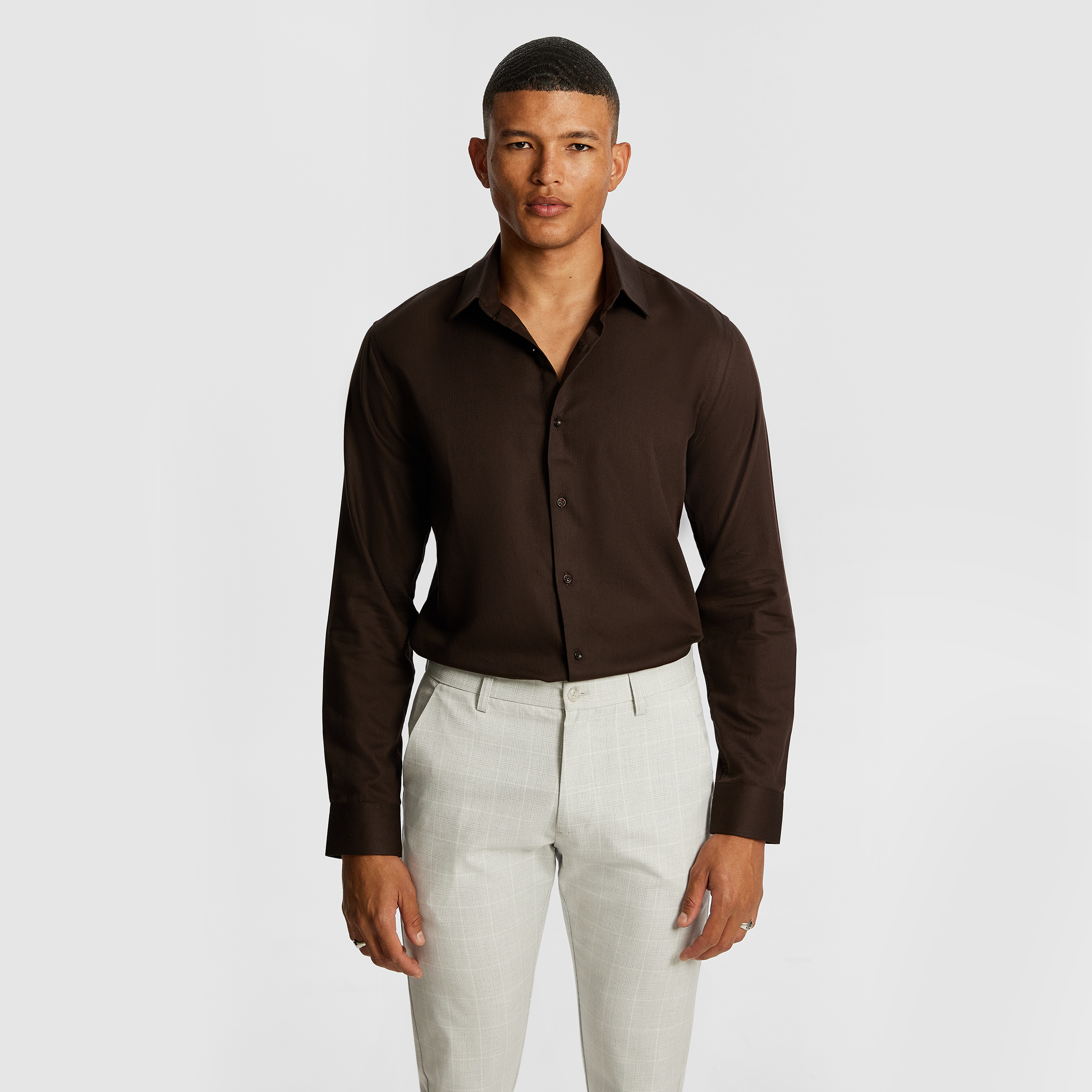 Nightfall Pure Cotton Herringbone Regular Fit Shirt