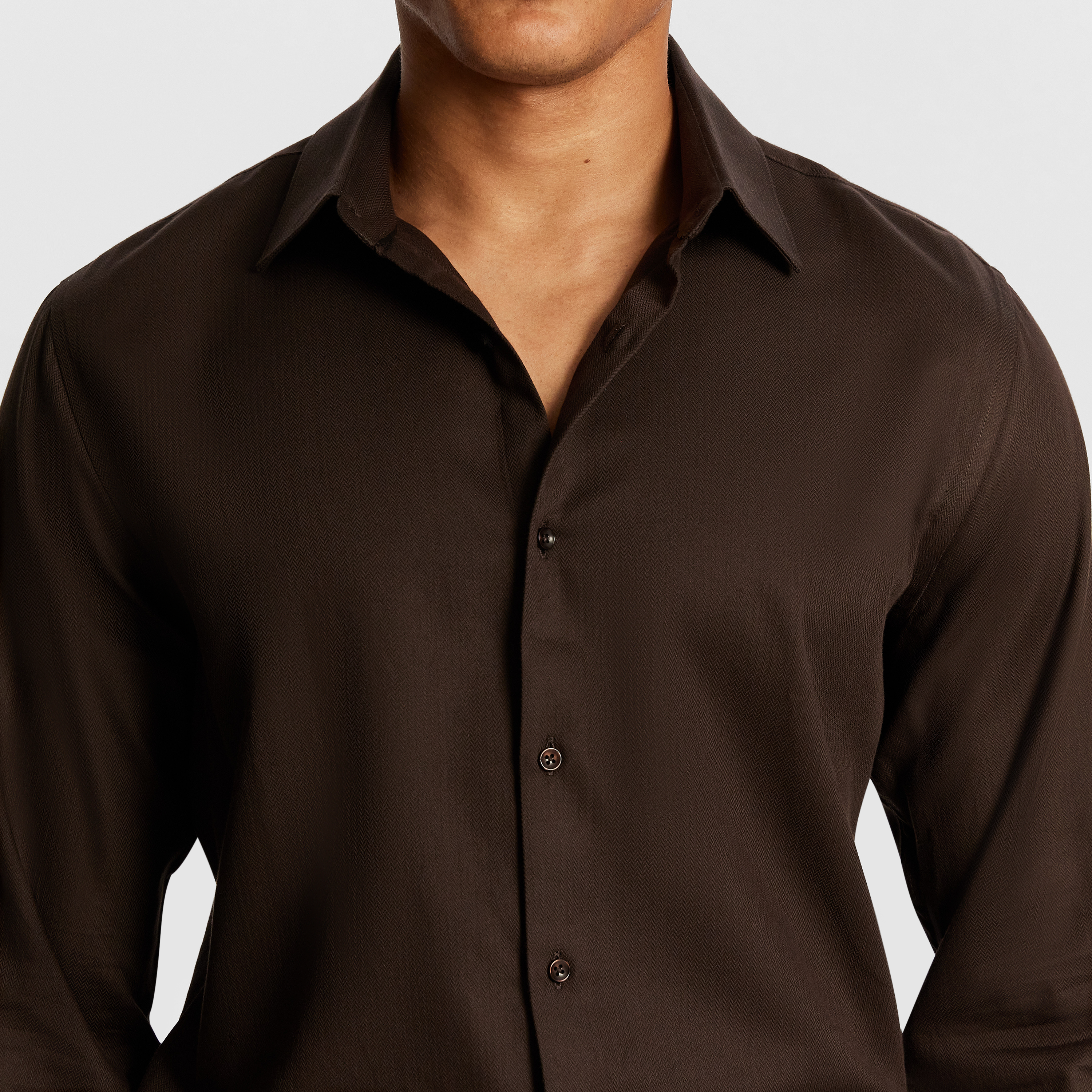 Nightfall Pure Cotton Herringbone Regular Fit Shirt