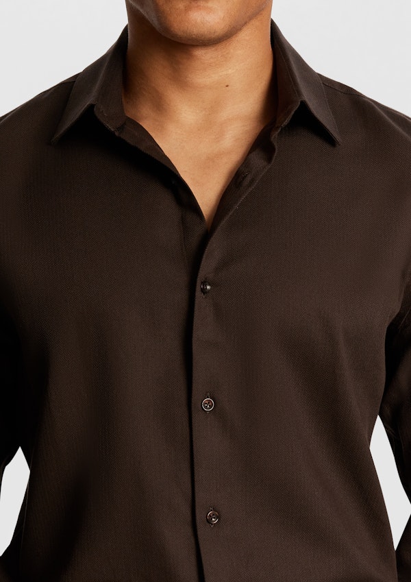 Nightfall Pure Cotton Herringbone Regular Fit Shirt