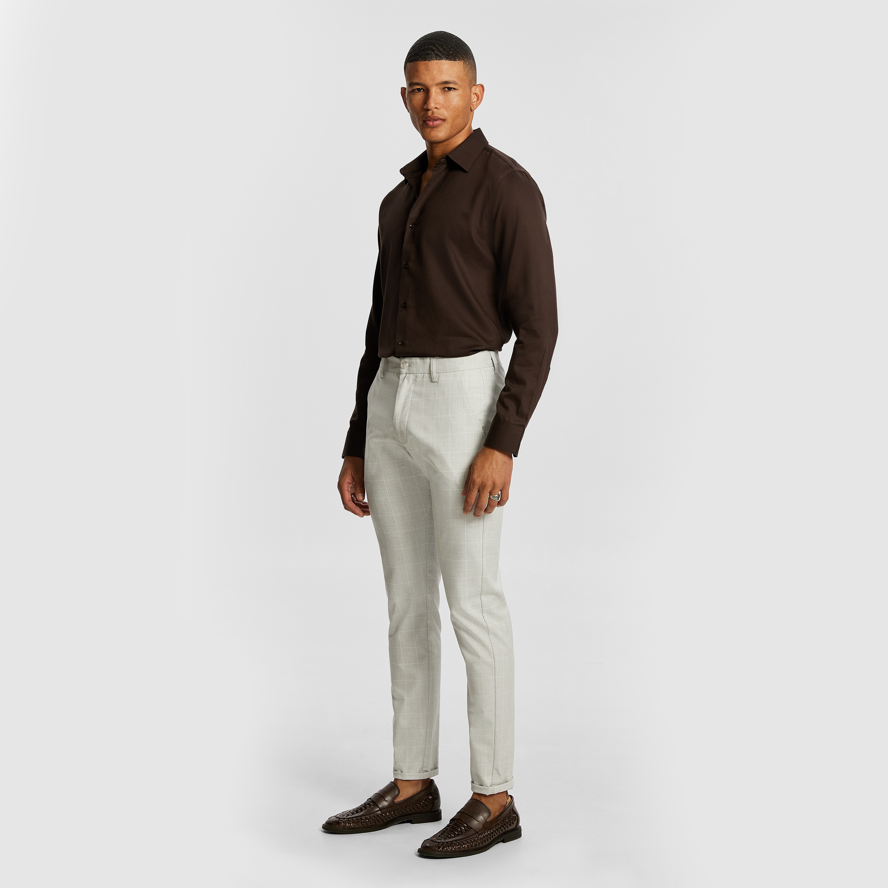 Nightfall Pure Cotton Herringbone Regular Fit Shirt
