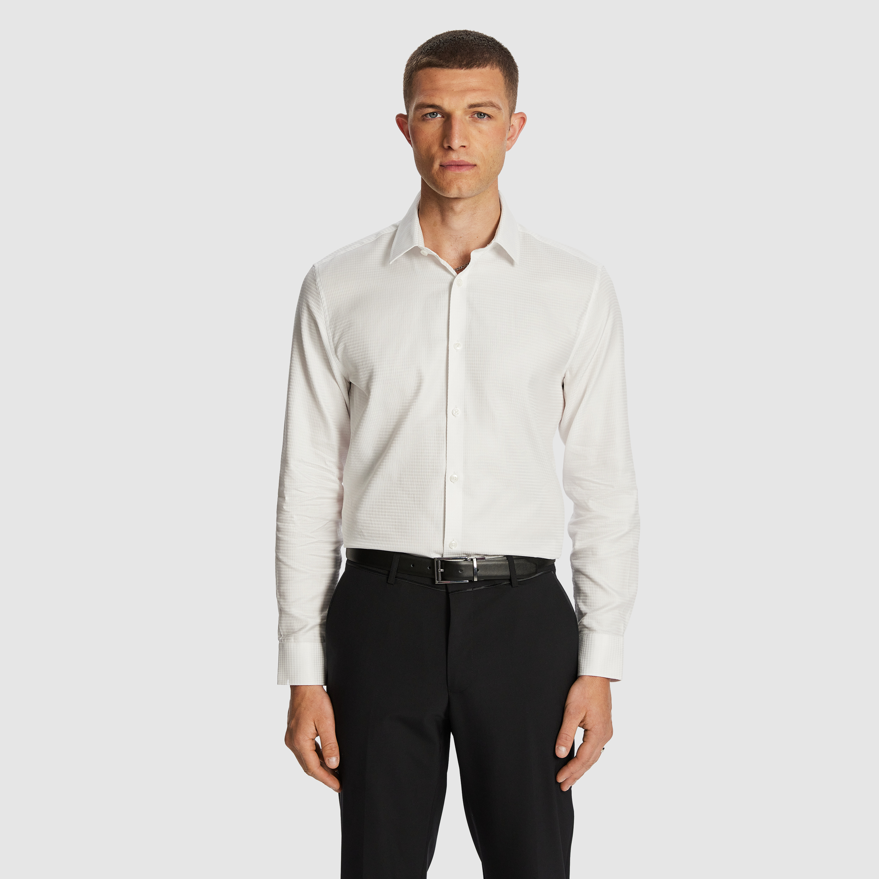 City Slim Textured Pure Cotton Dress Shirt