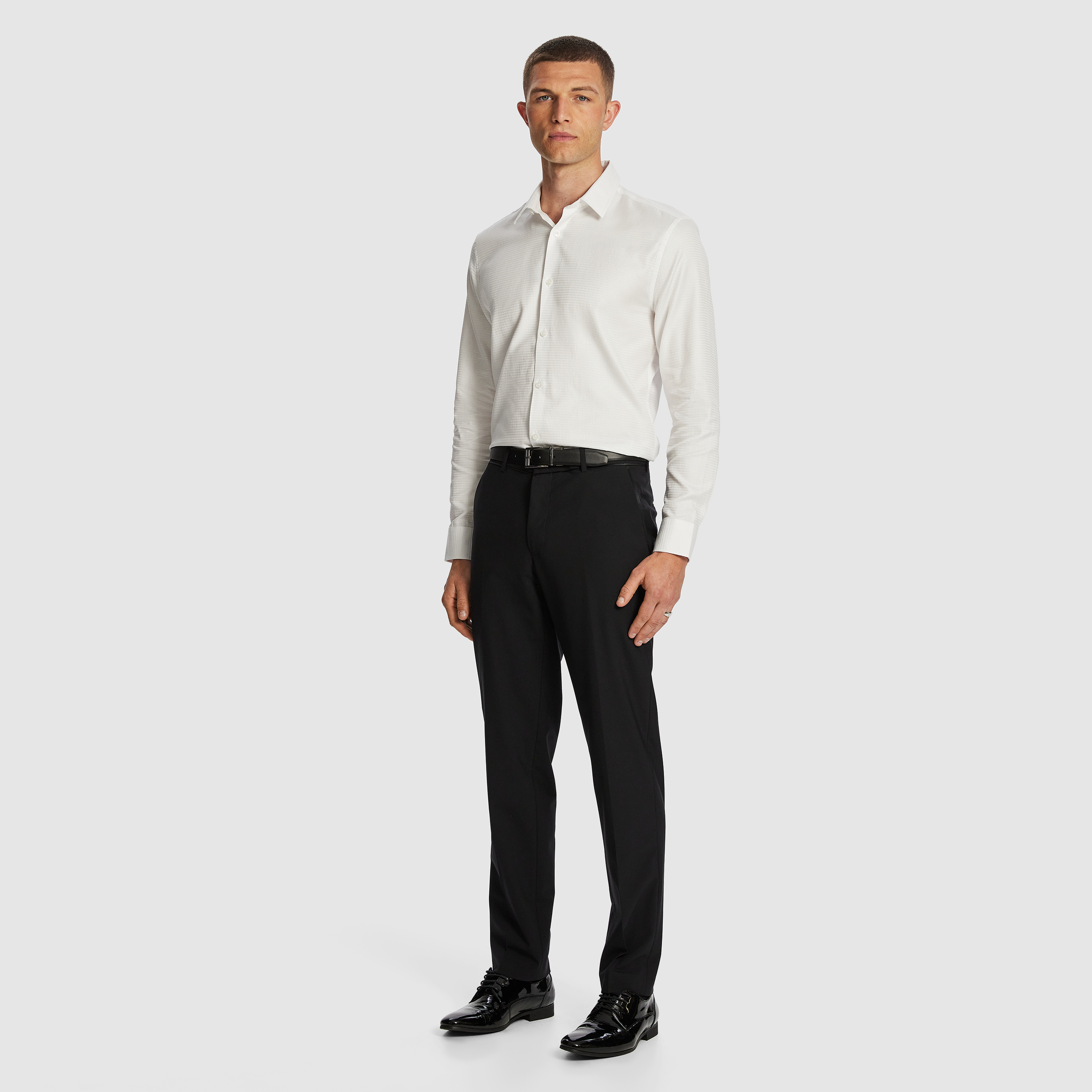 City Slim Textured Pure Cotton Dress Shirt