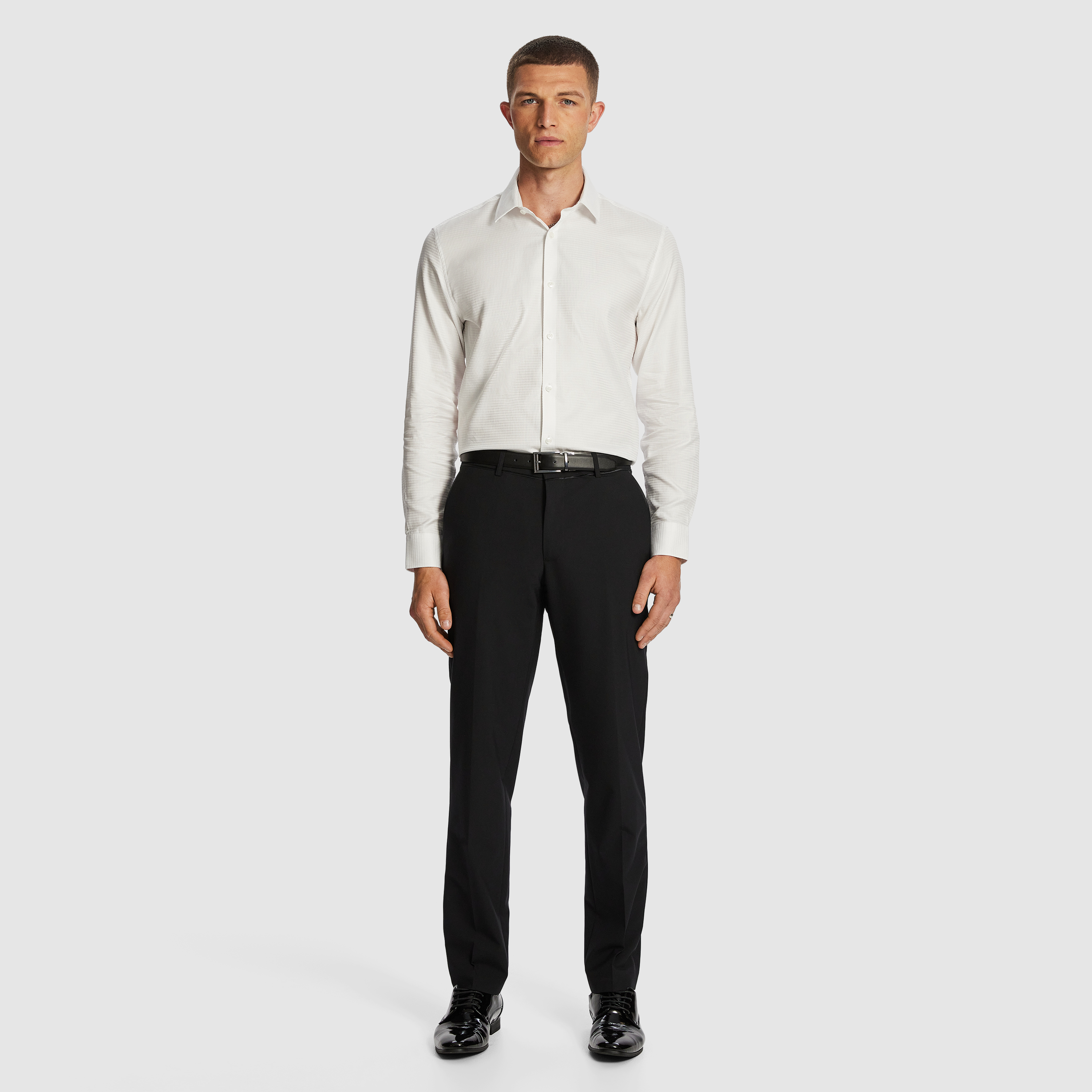 City Slim Textured Pure Cotton Dress Shirt