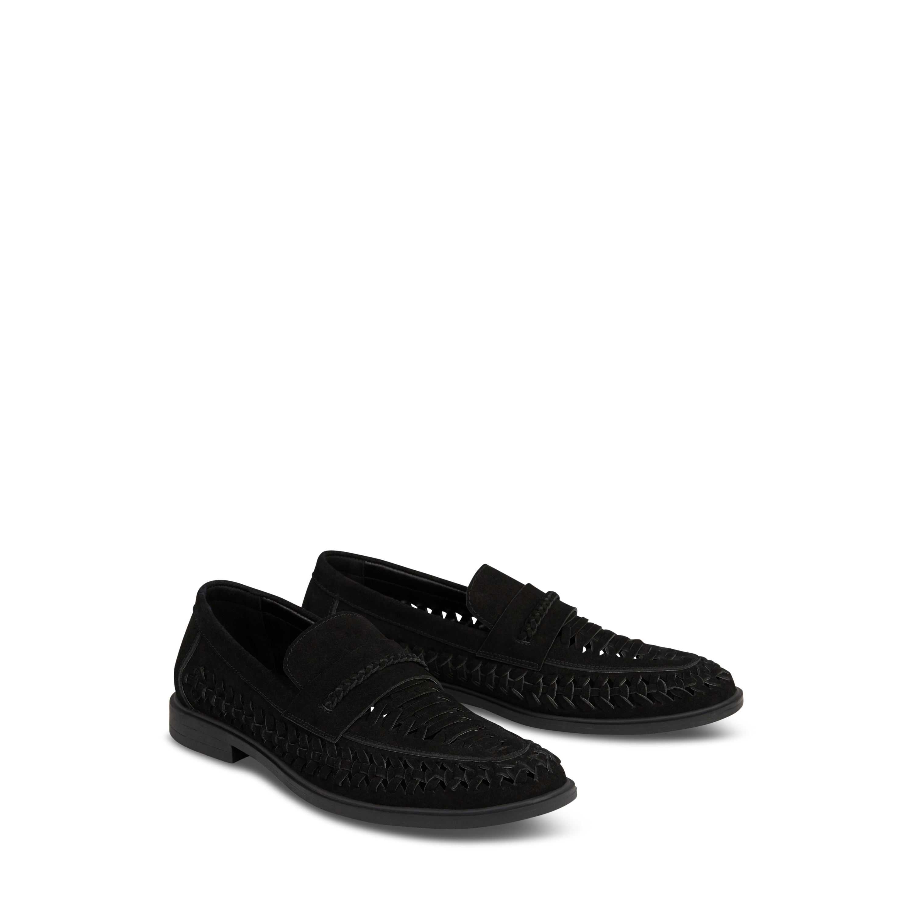 Black Marsden Suede Leather Lattice Shoe