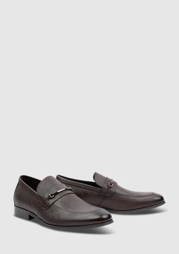 Dark Chocolate Riccardo Textured Leather Loafer