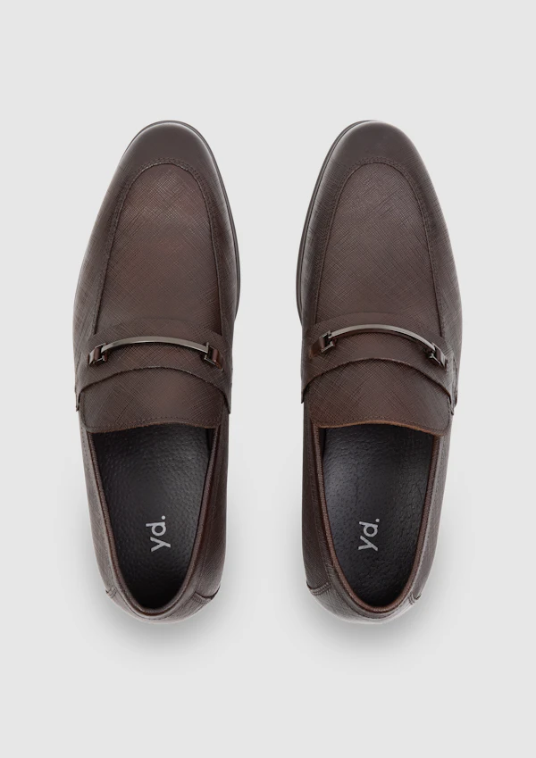 Dark Chocolate Riccardo Textured Leather Loafer