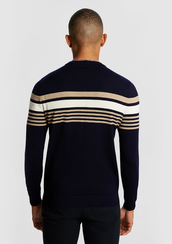 Navy Philip Crew Neck Knit Jumper