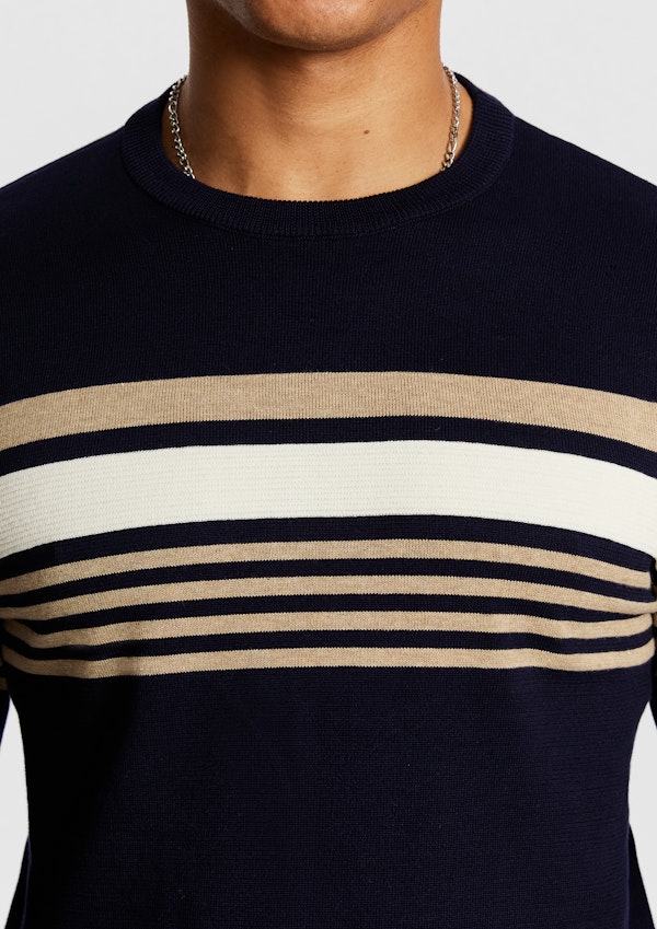 Navy Philip Crew Neck Knit Jumper