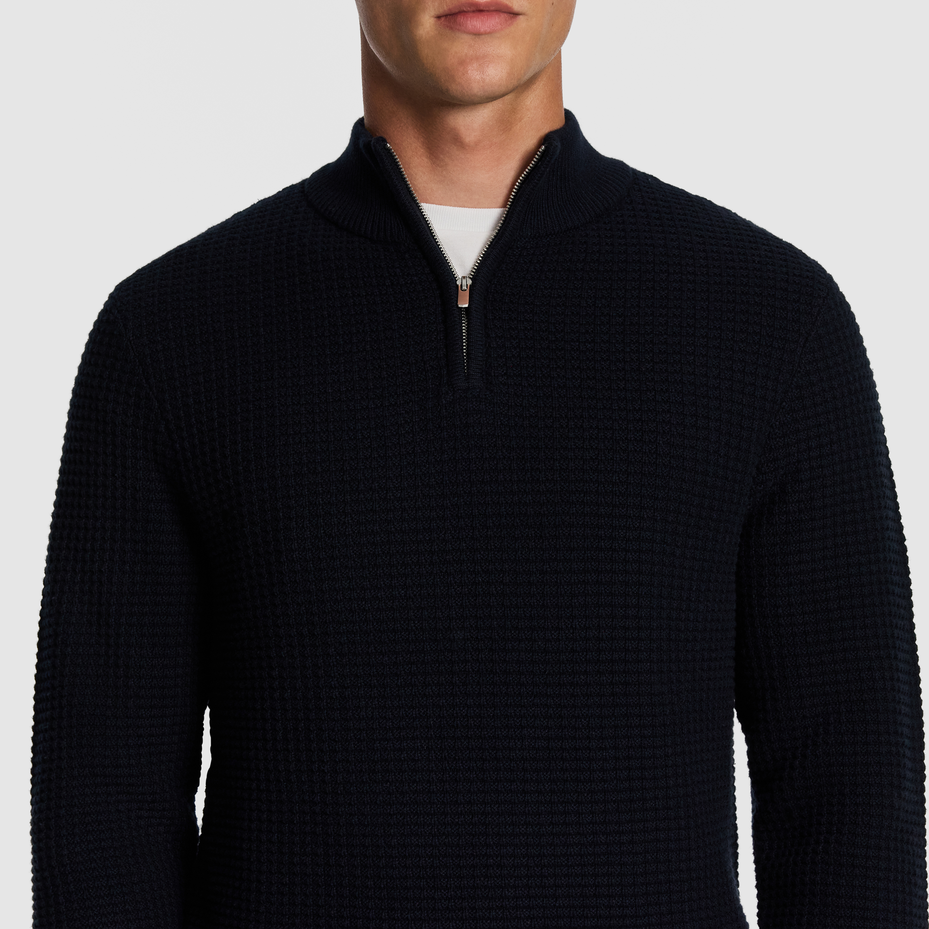 Navy Martin 1/4 Zip Knit Jumper