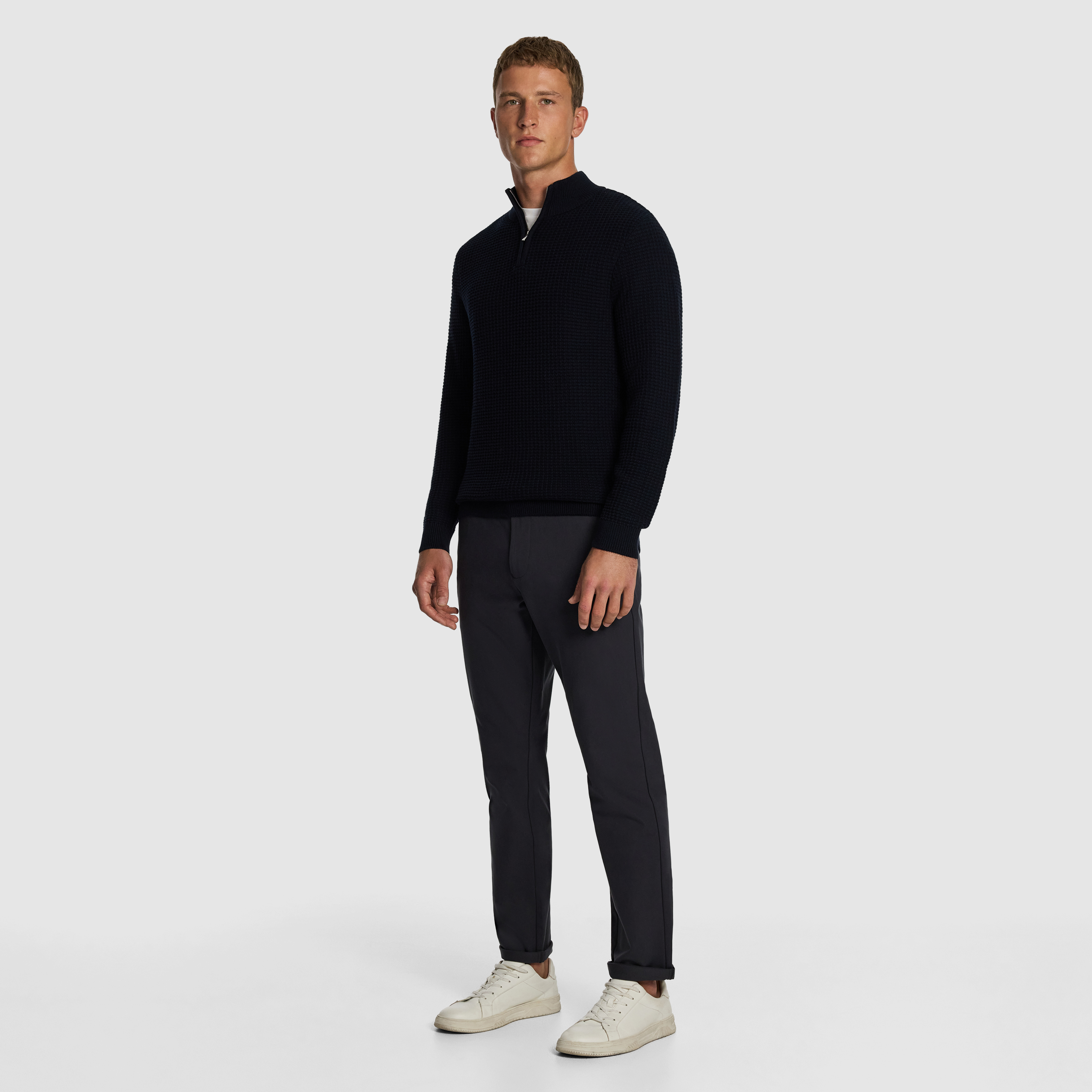 Navy Martin 1/4 Zip Knit Jumper