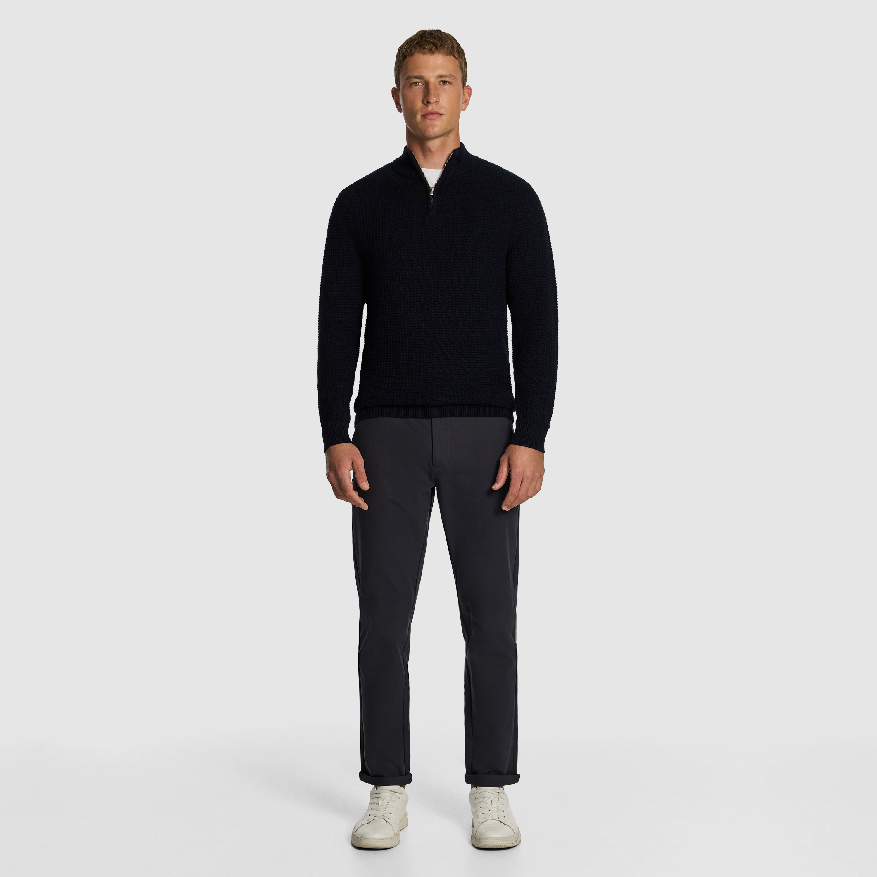 Navy Martin 1/4 Zip Knit Jumper