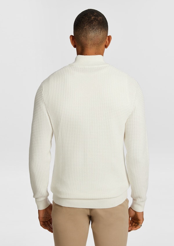 White Martin 1/4 Zip Knit Jumper