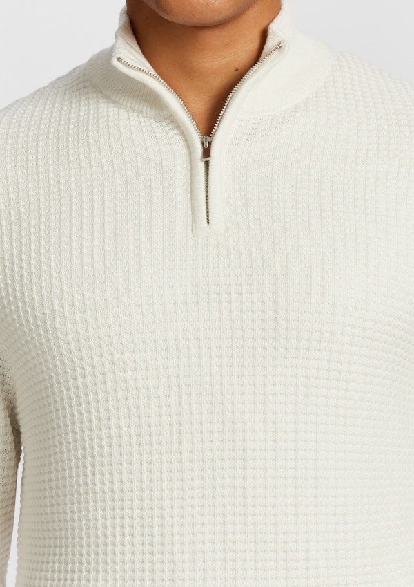 White Martin 1/4 Zip Knit Jumper