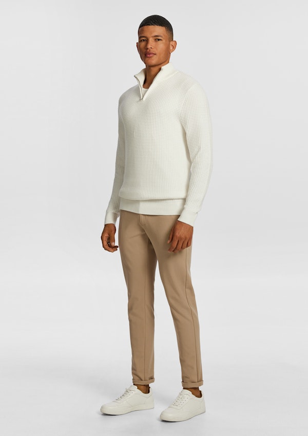 White Martin 1/4 Zip Knit Jumper