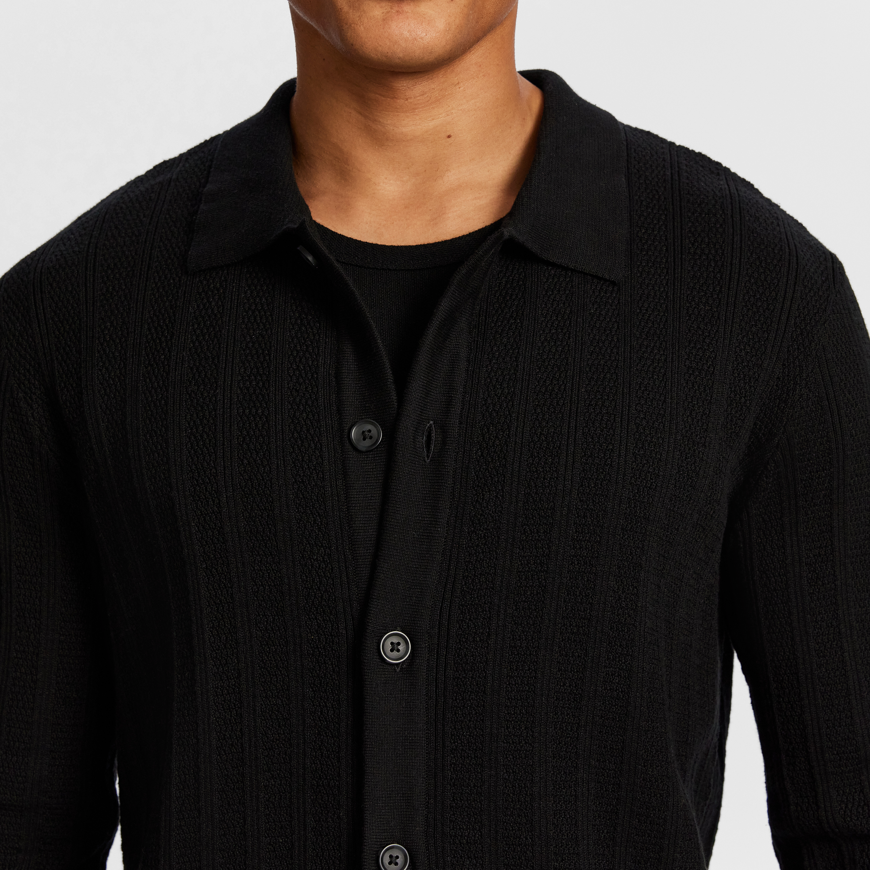 Black Neeson Button Through Knit