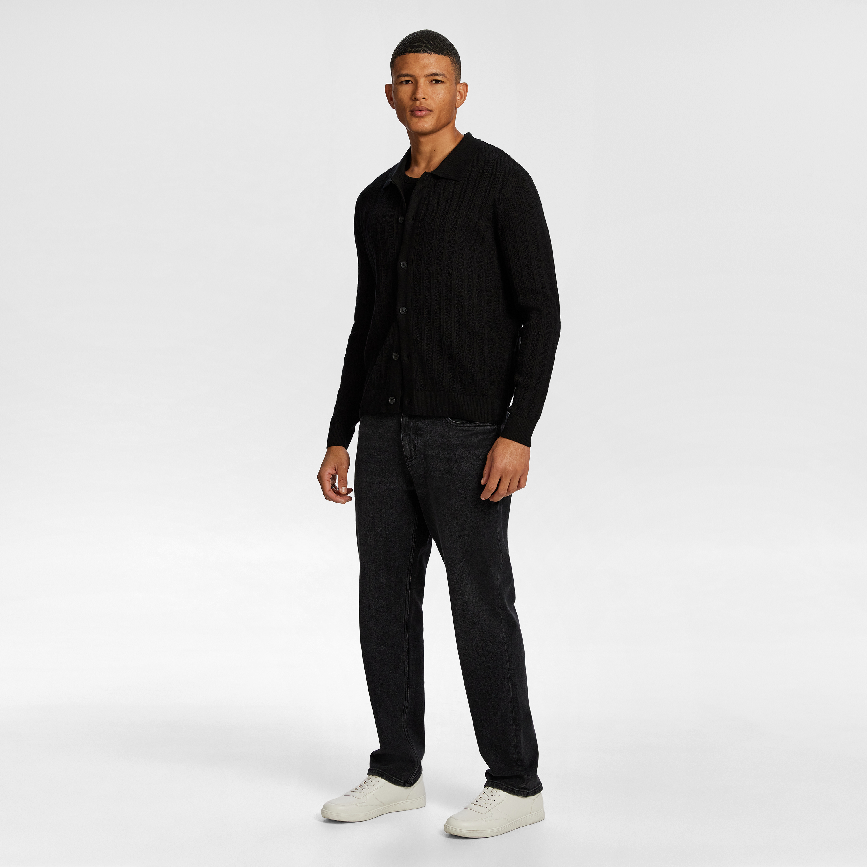 Black Neeson Button Through Knit