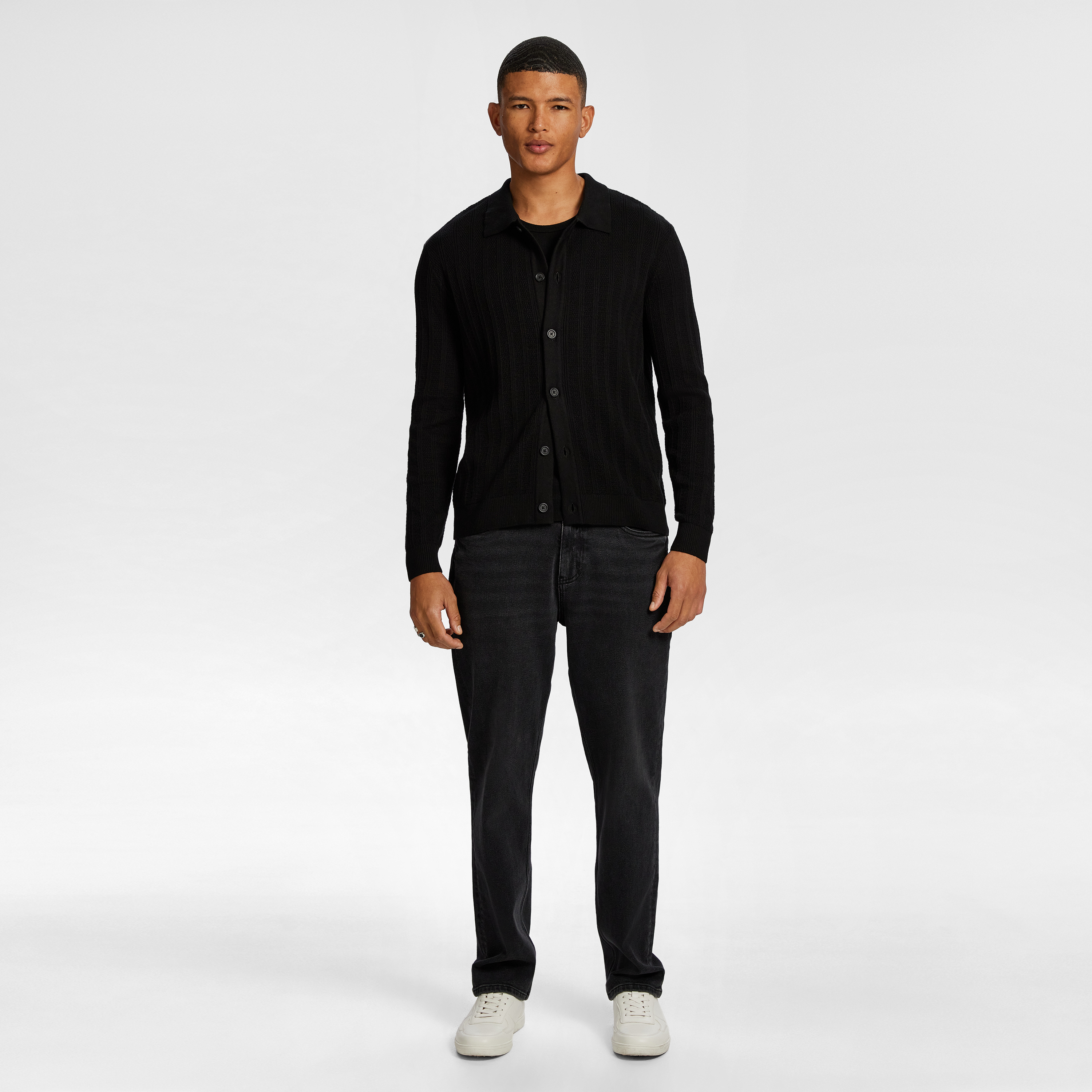 Black Neeson Button Through Knit