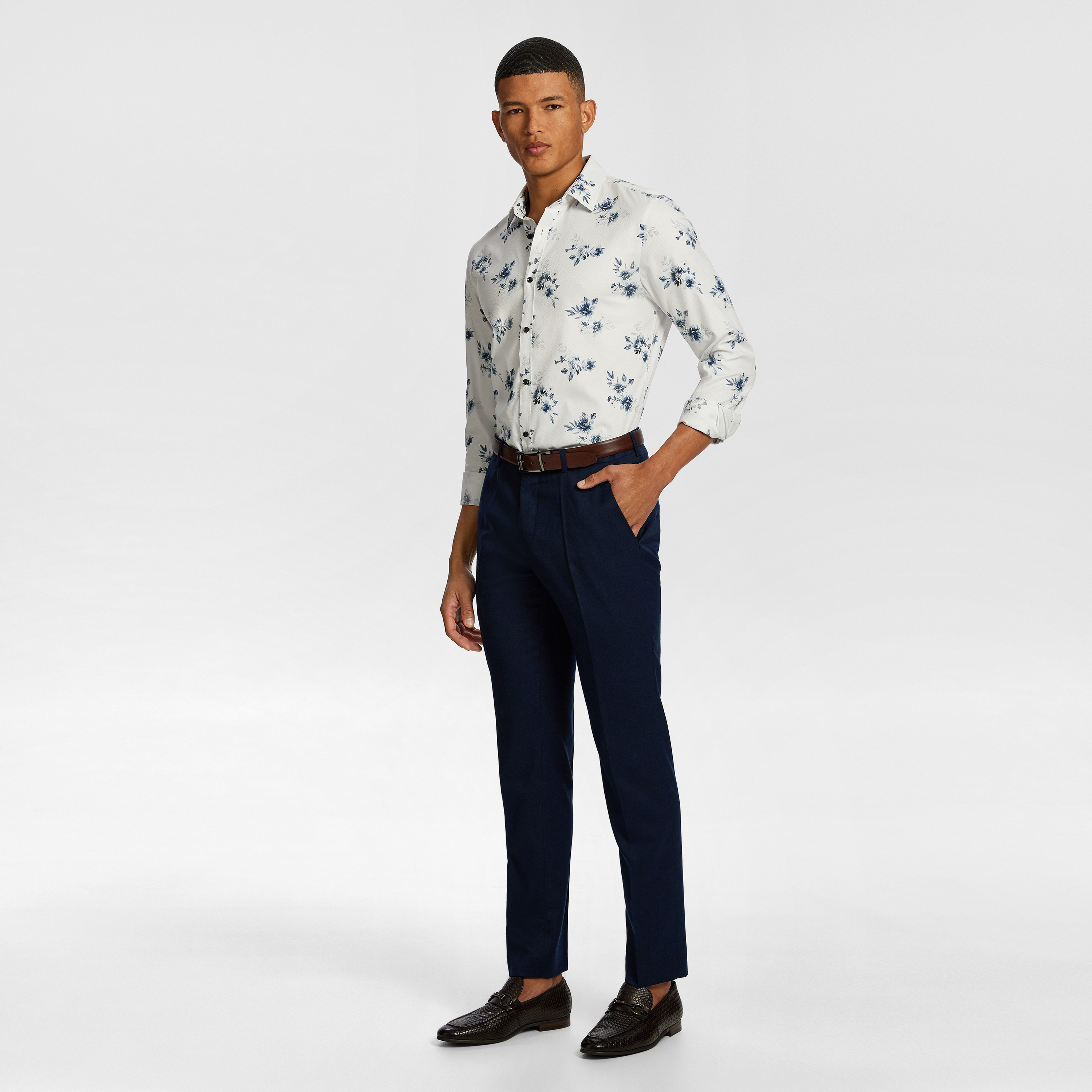 Blue Colton Slim Floral Shirt